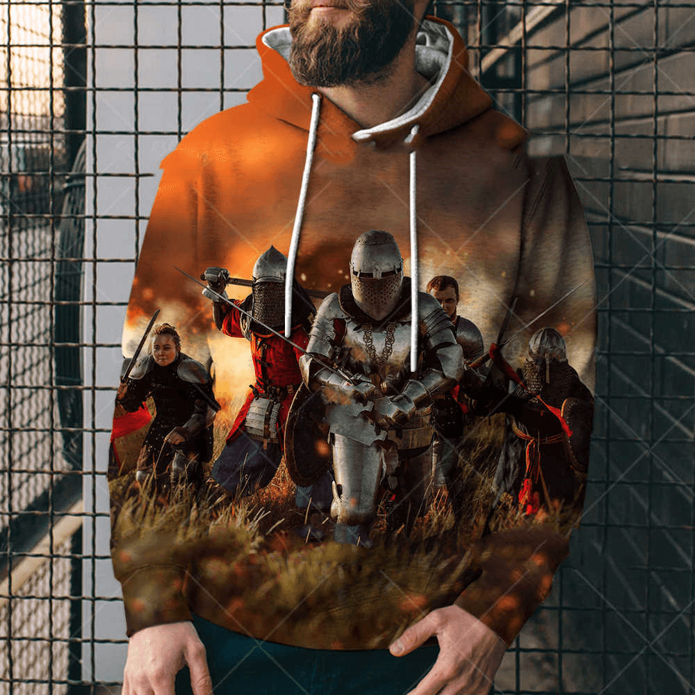Print Loose-Fitting Hoodie Digital Printed Men