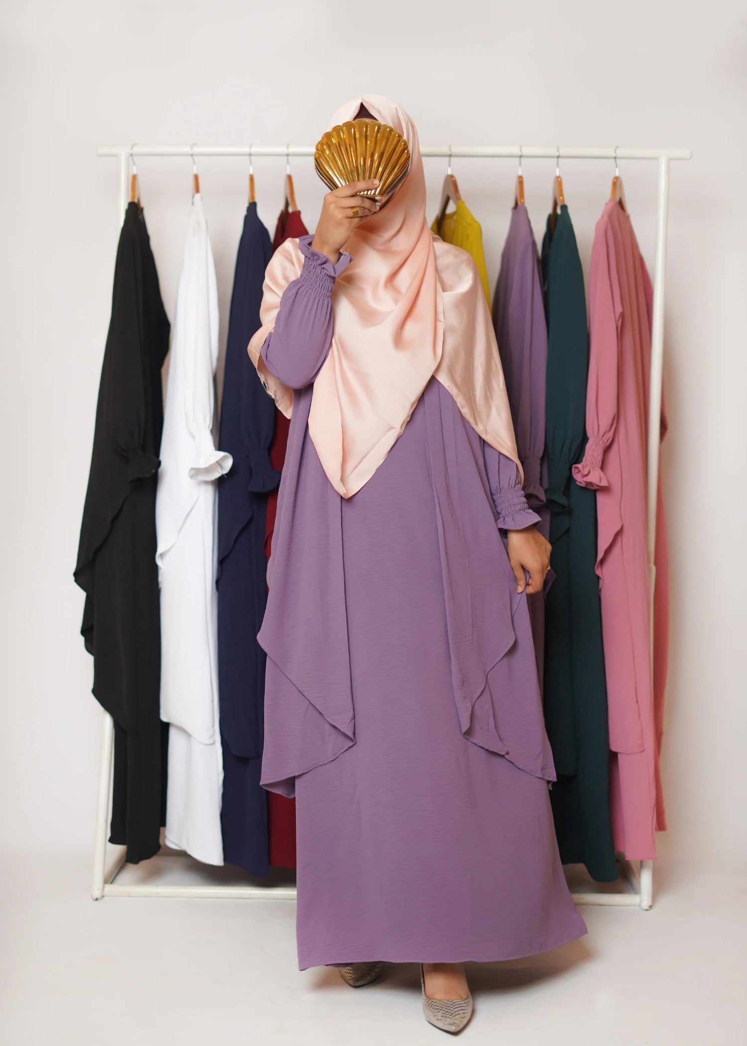 polyester Abaya in Lilac