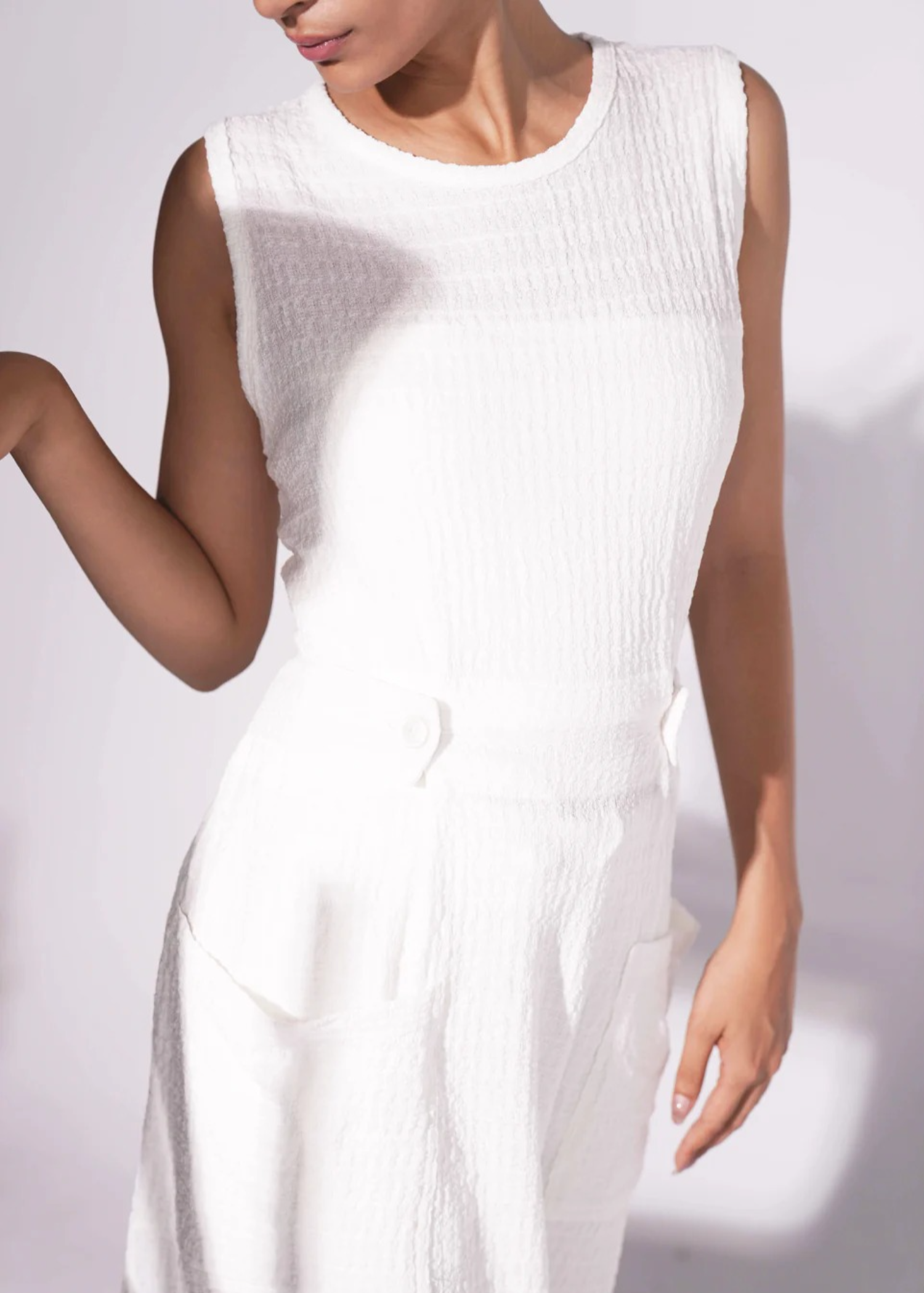 textured grip Dress in White