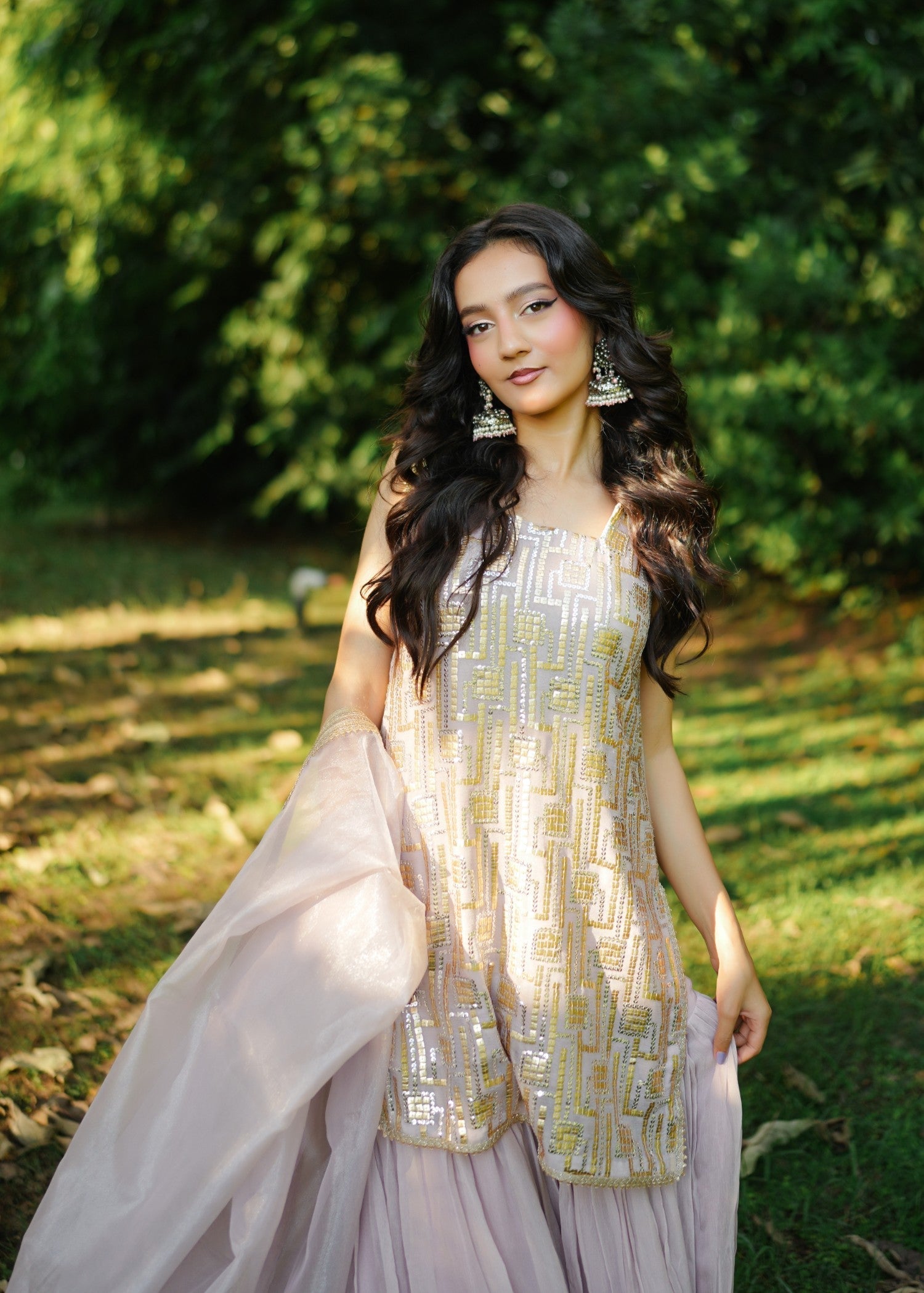 organza Sharara in Thistle