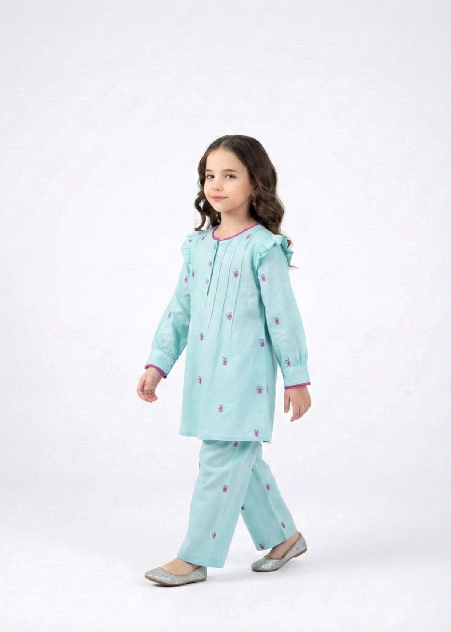 cotton Short Frock in Light blue