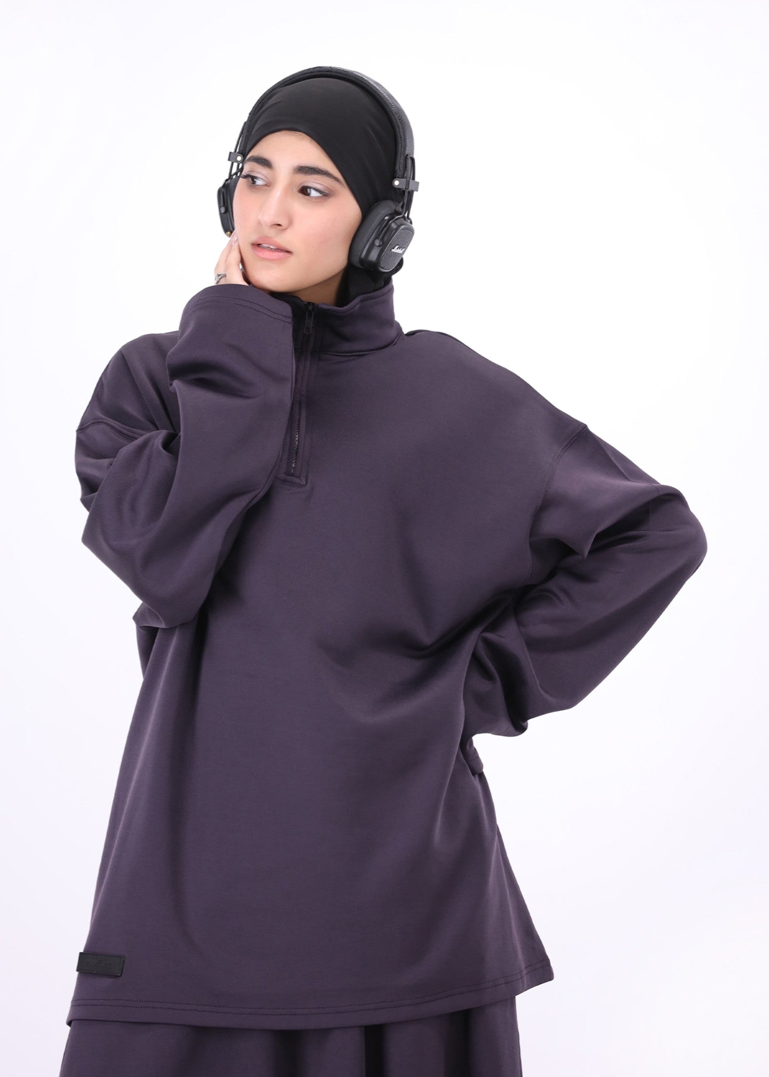 interlock knit Skirt in Egg plant