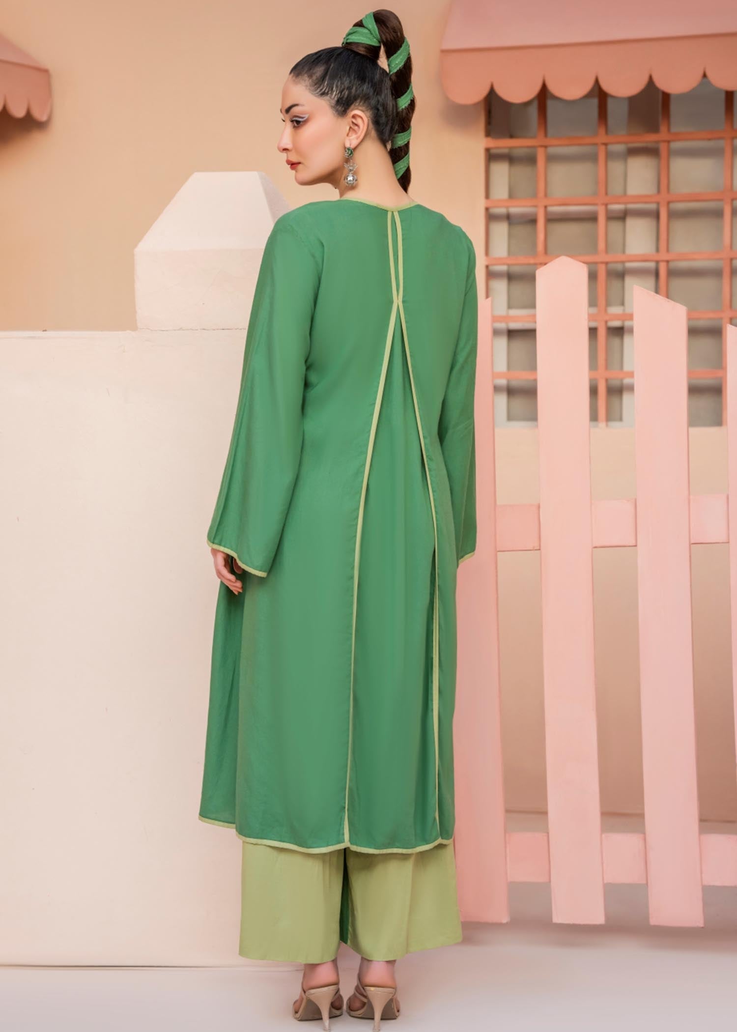 lawn cotton Gown in Green