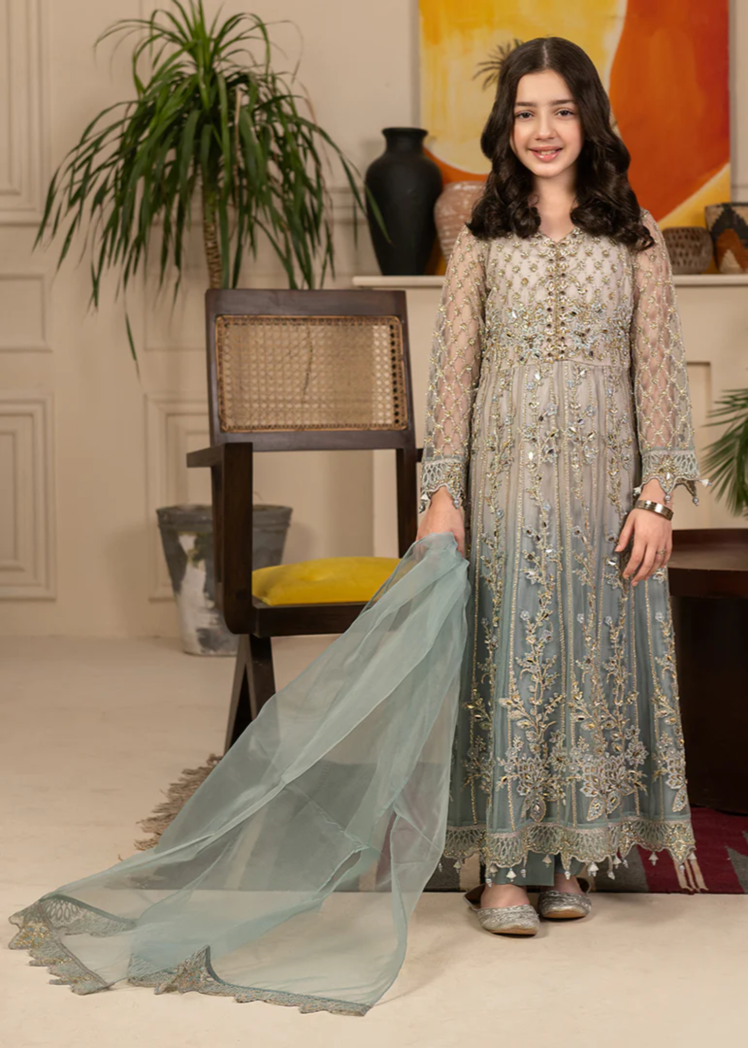 polyester net Pishwas in Multi