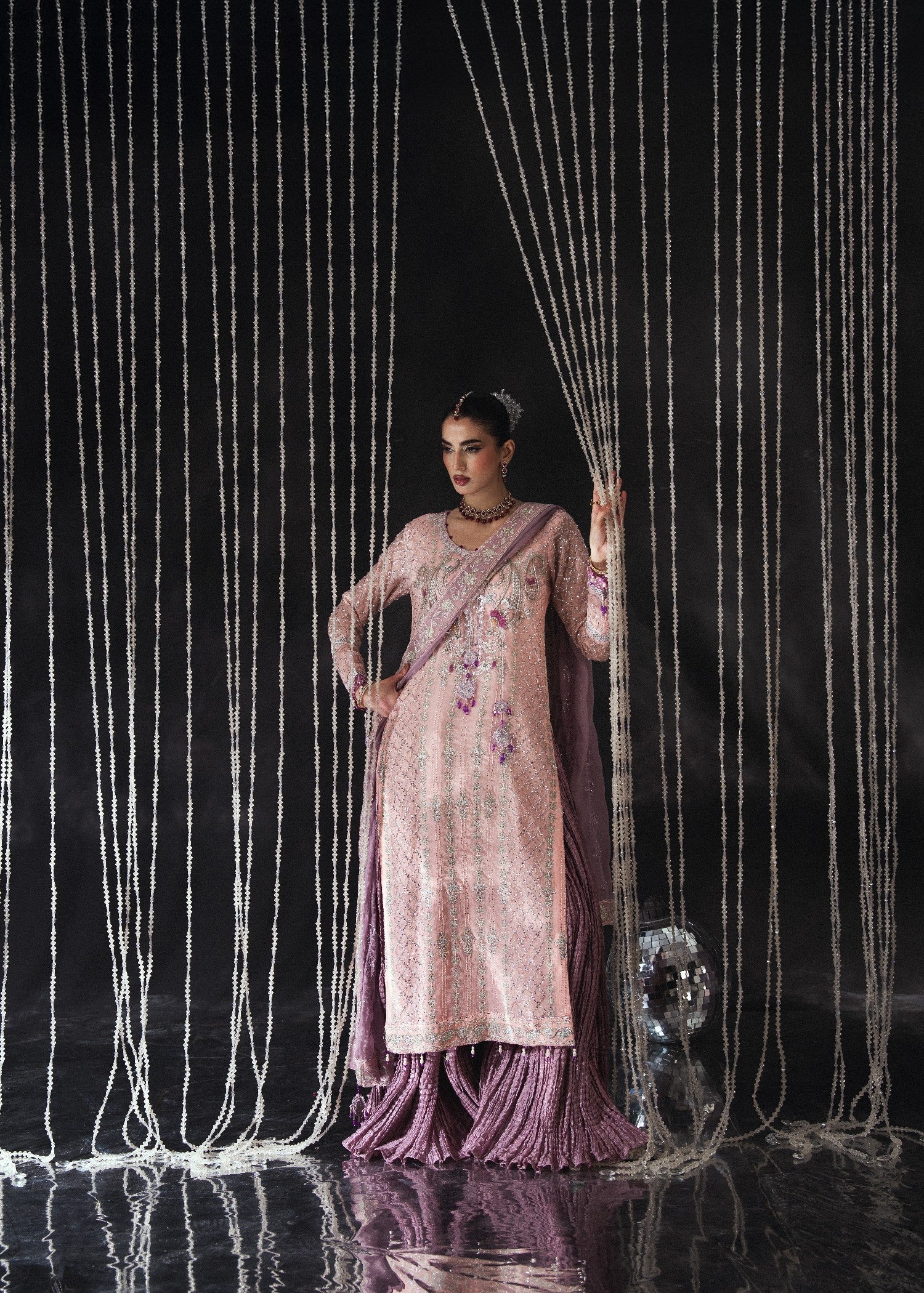 chiffon Sharara in Tea rose pink