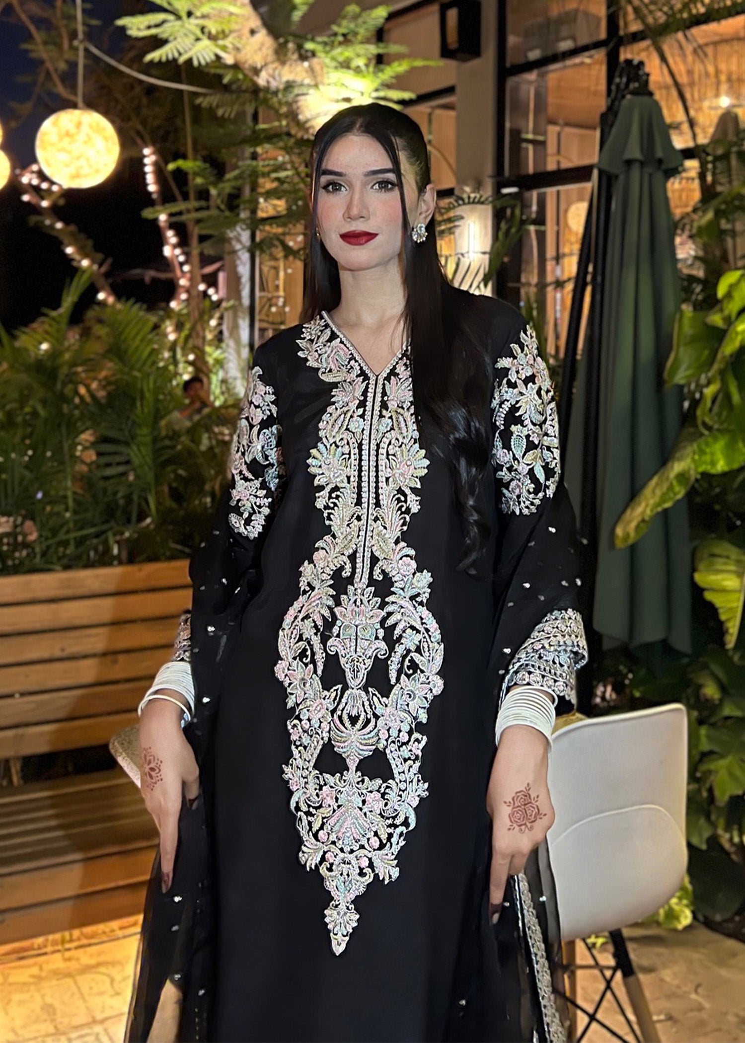 khaddi silk Kurta Set in Black