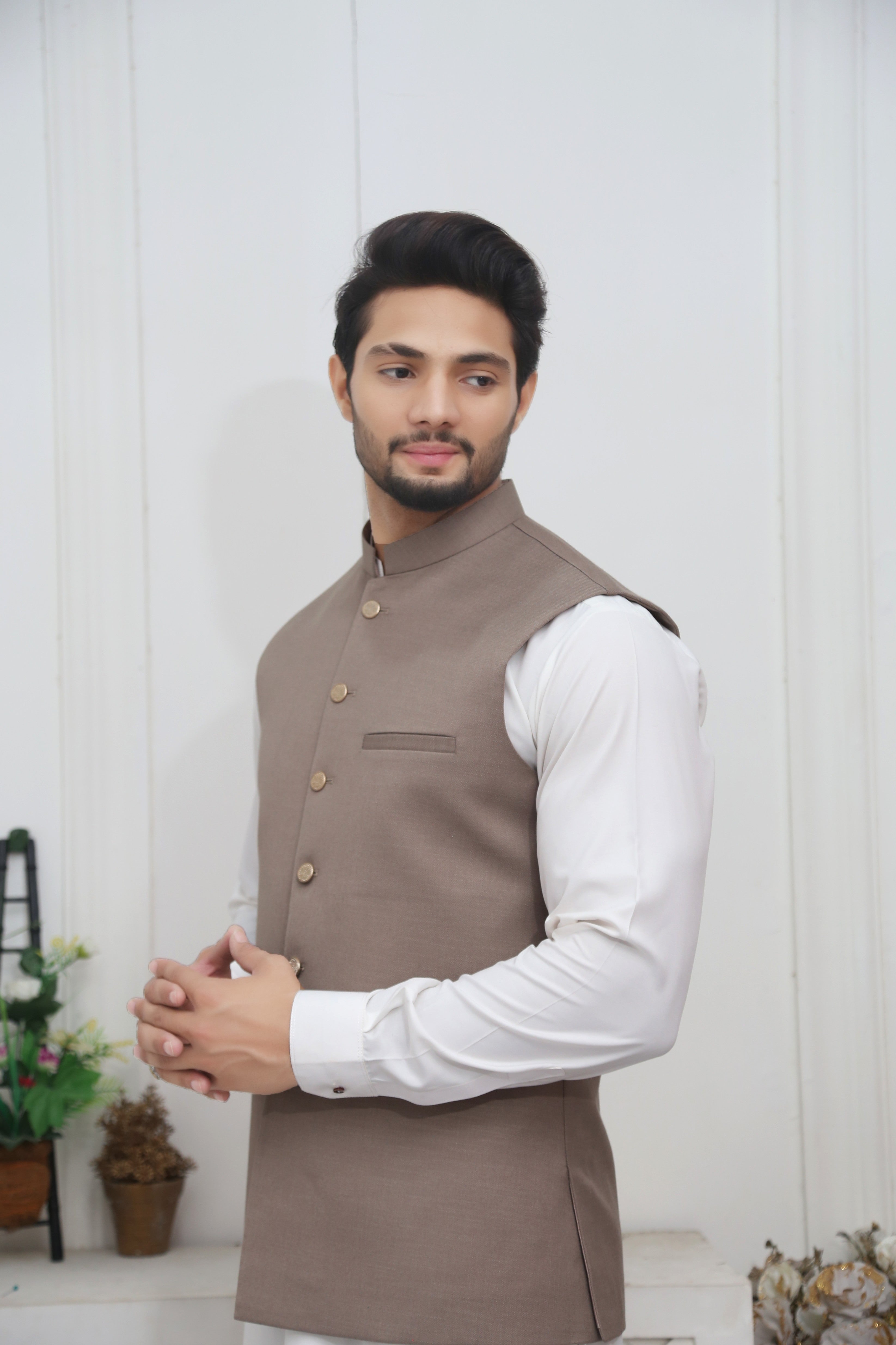 tropical Waistcoat in Tan brown