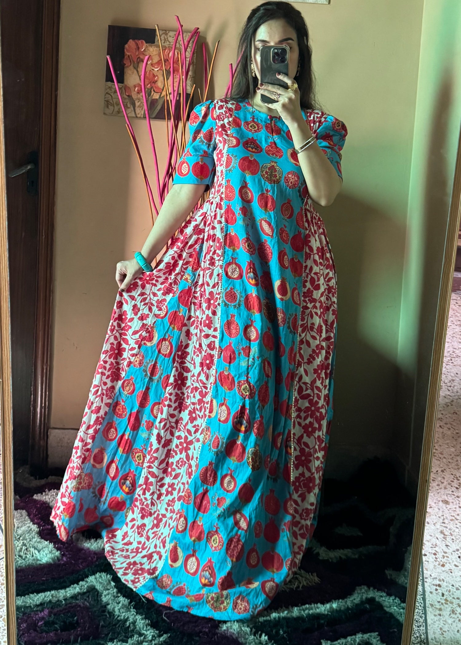 lawn Anarkali in Multi