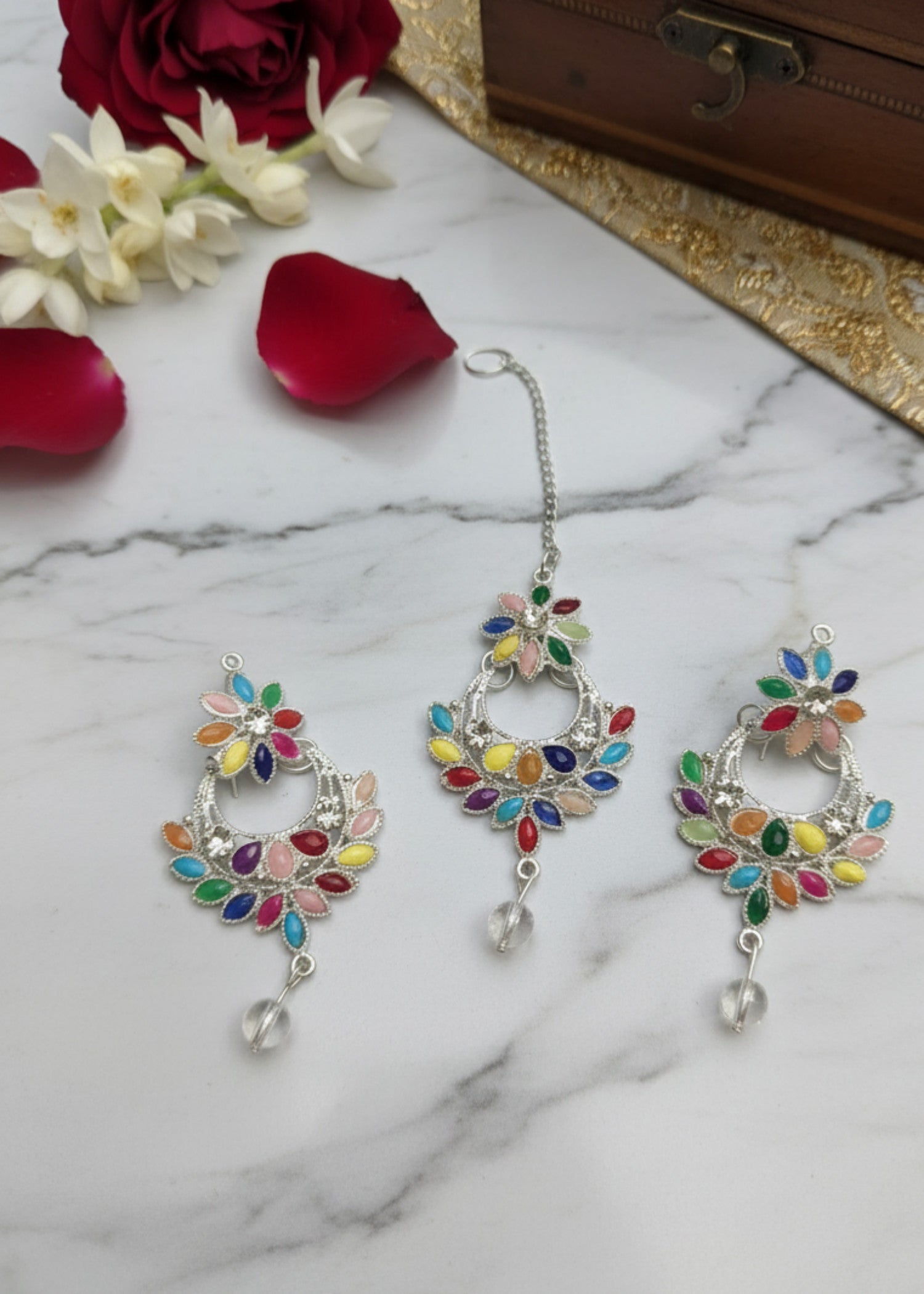 Jewelry Set in Silver, multi Color by - Trendy Women Jewelry Set JWB5167