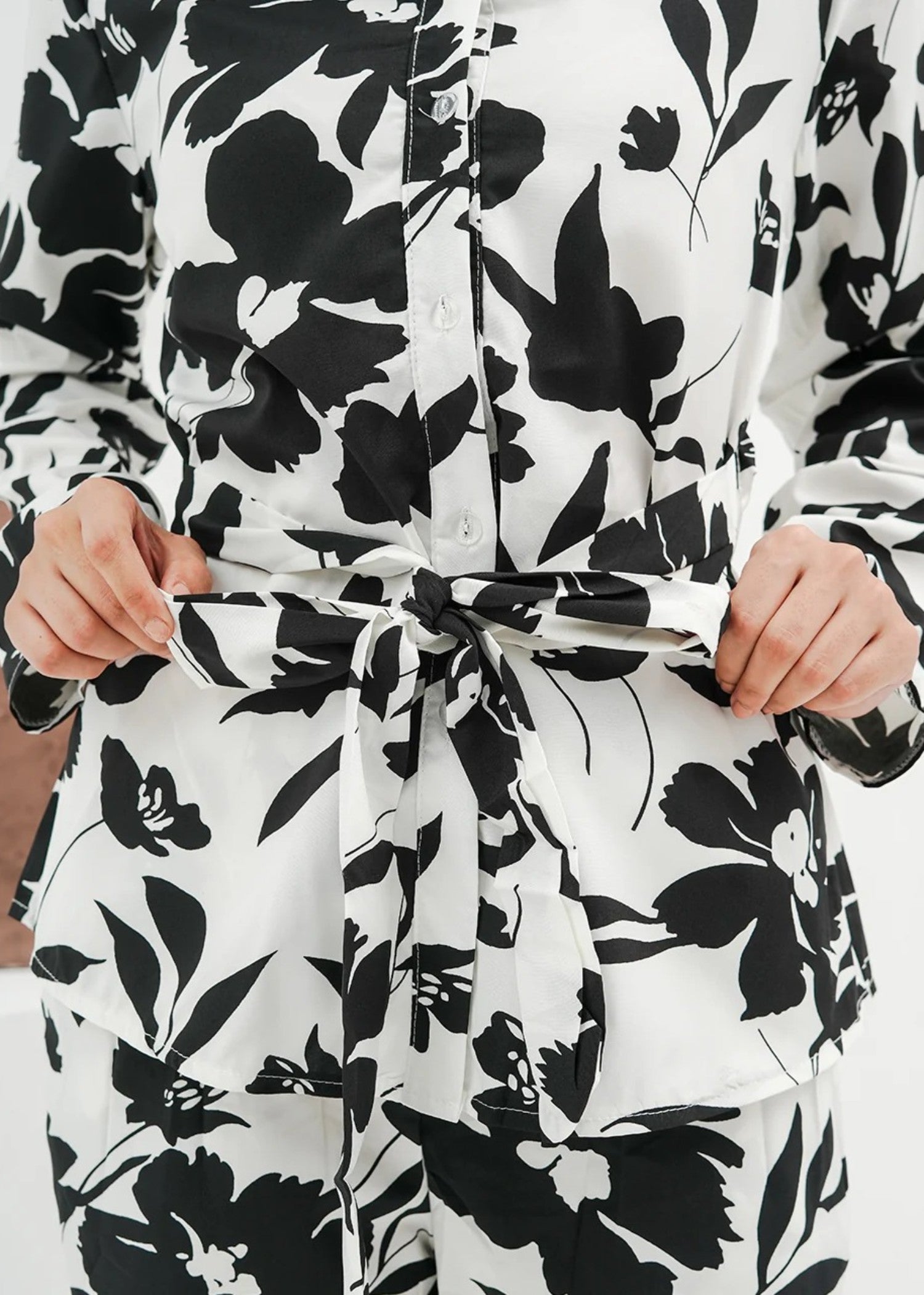 blended satin polyester Co Ord Sets in White