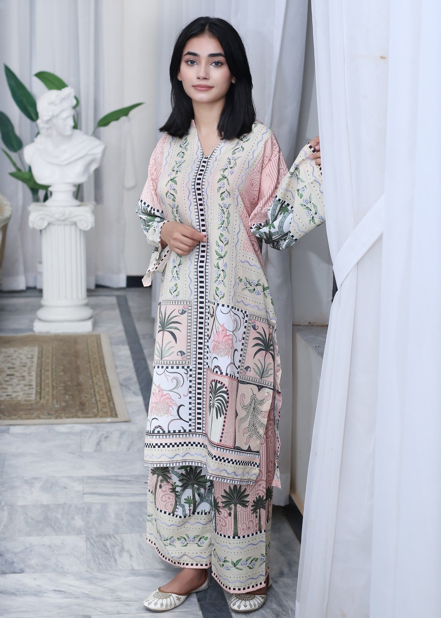 poly lawn Co Ord Sets in Pale pink