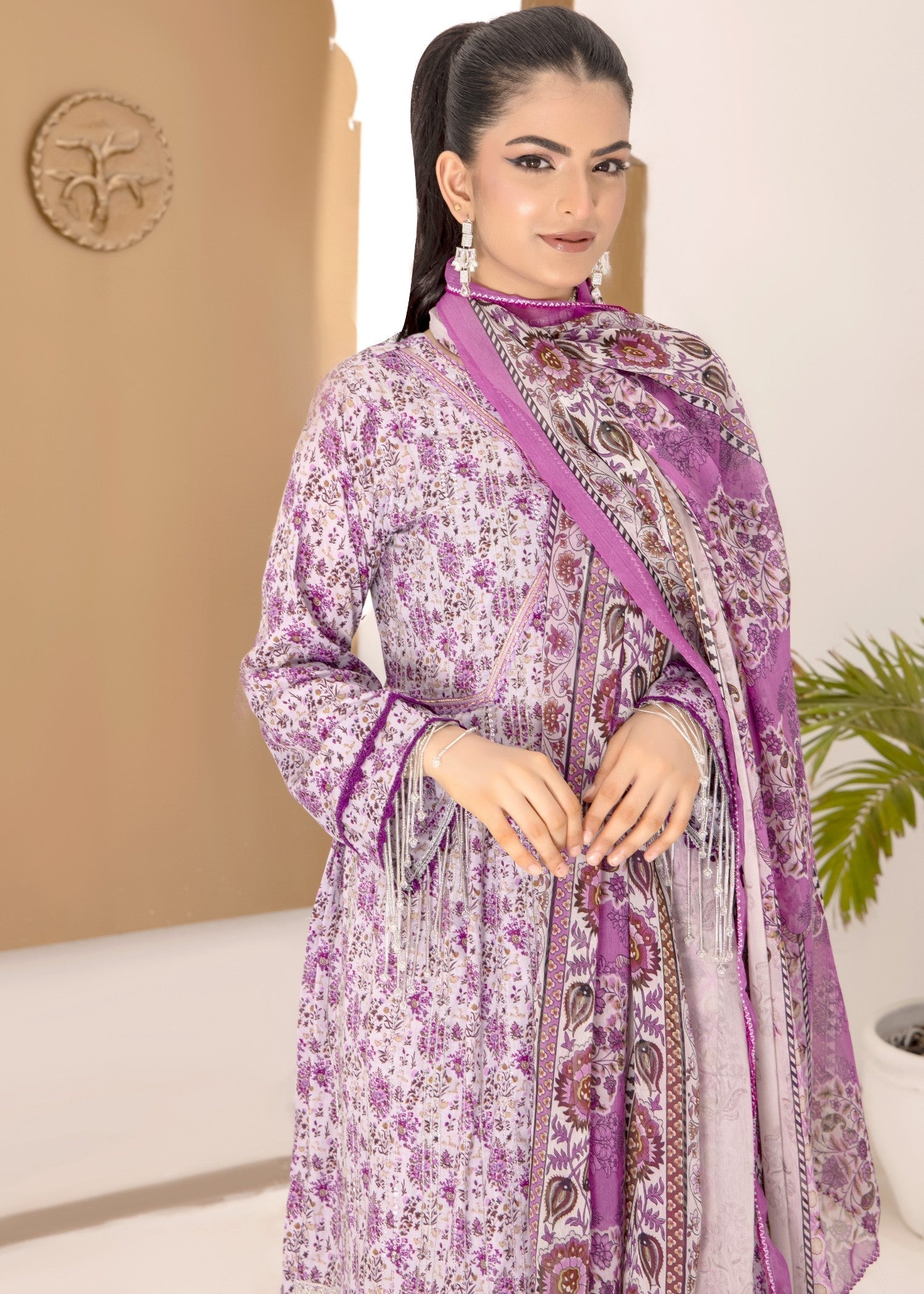 lawn Pishwas in Lavender