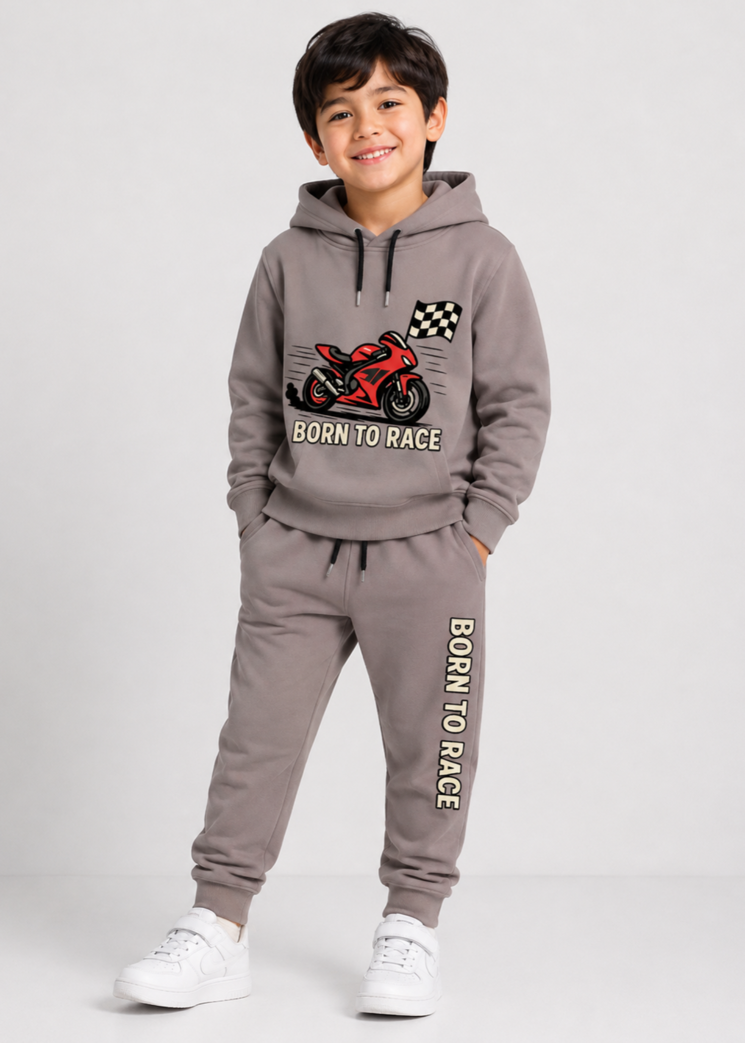 fleece Tracksuit in Warm grey
