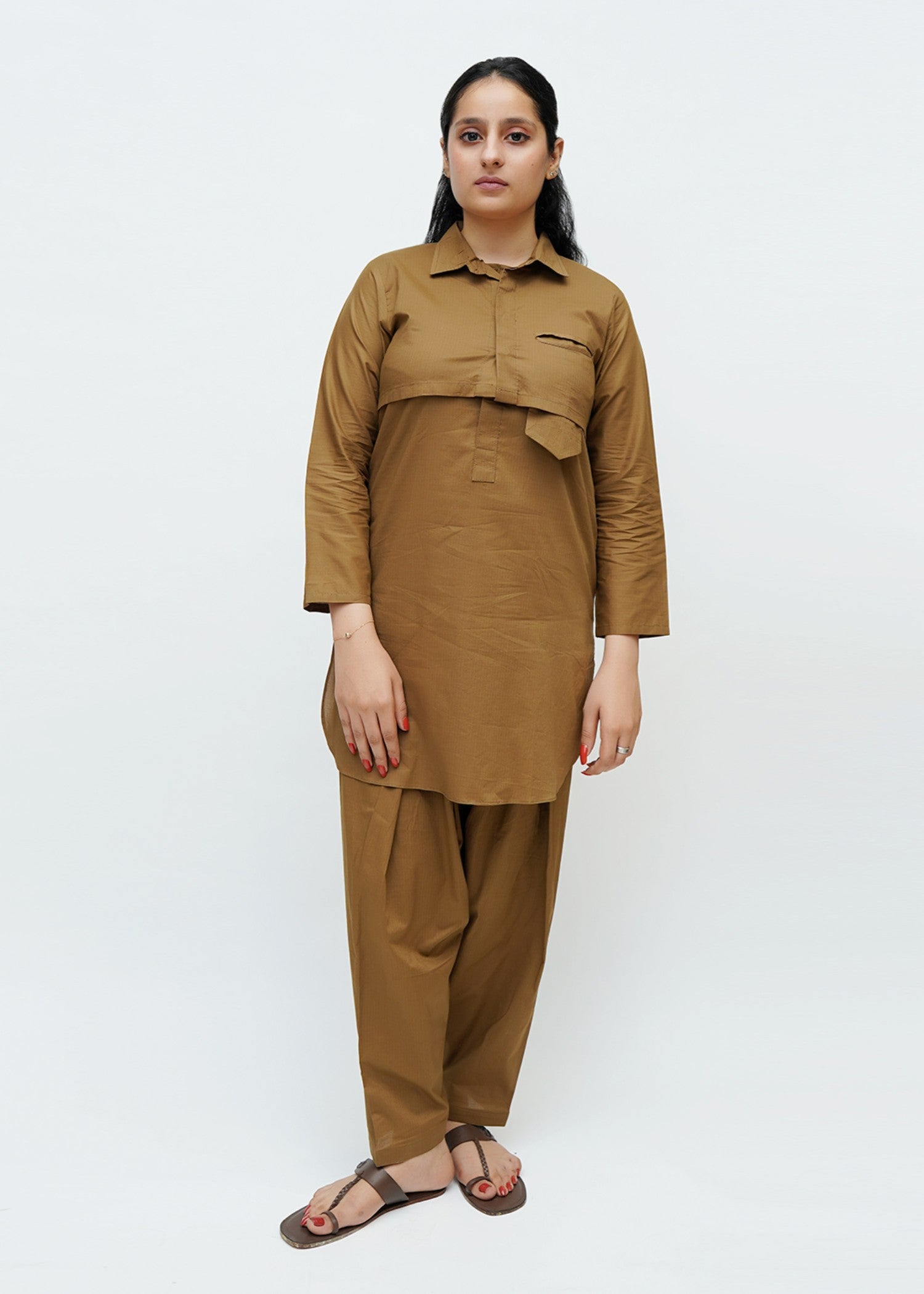 cotton Kurta Set in Peanut