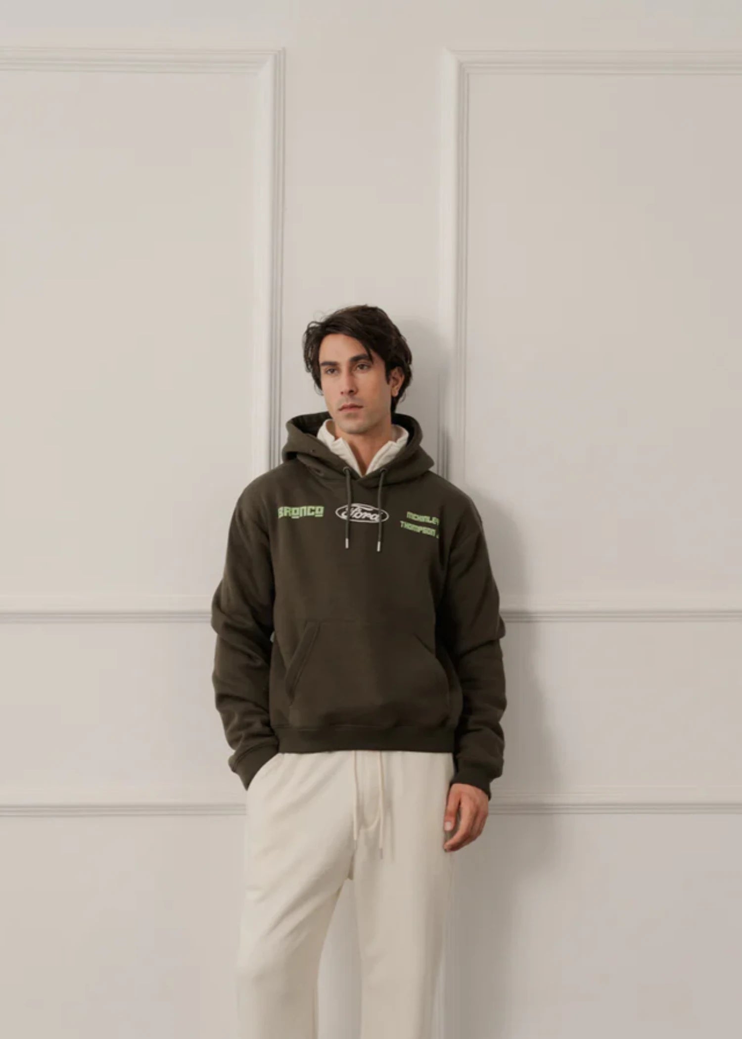 cotton Hoodie in Olive green