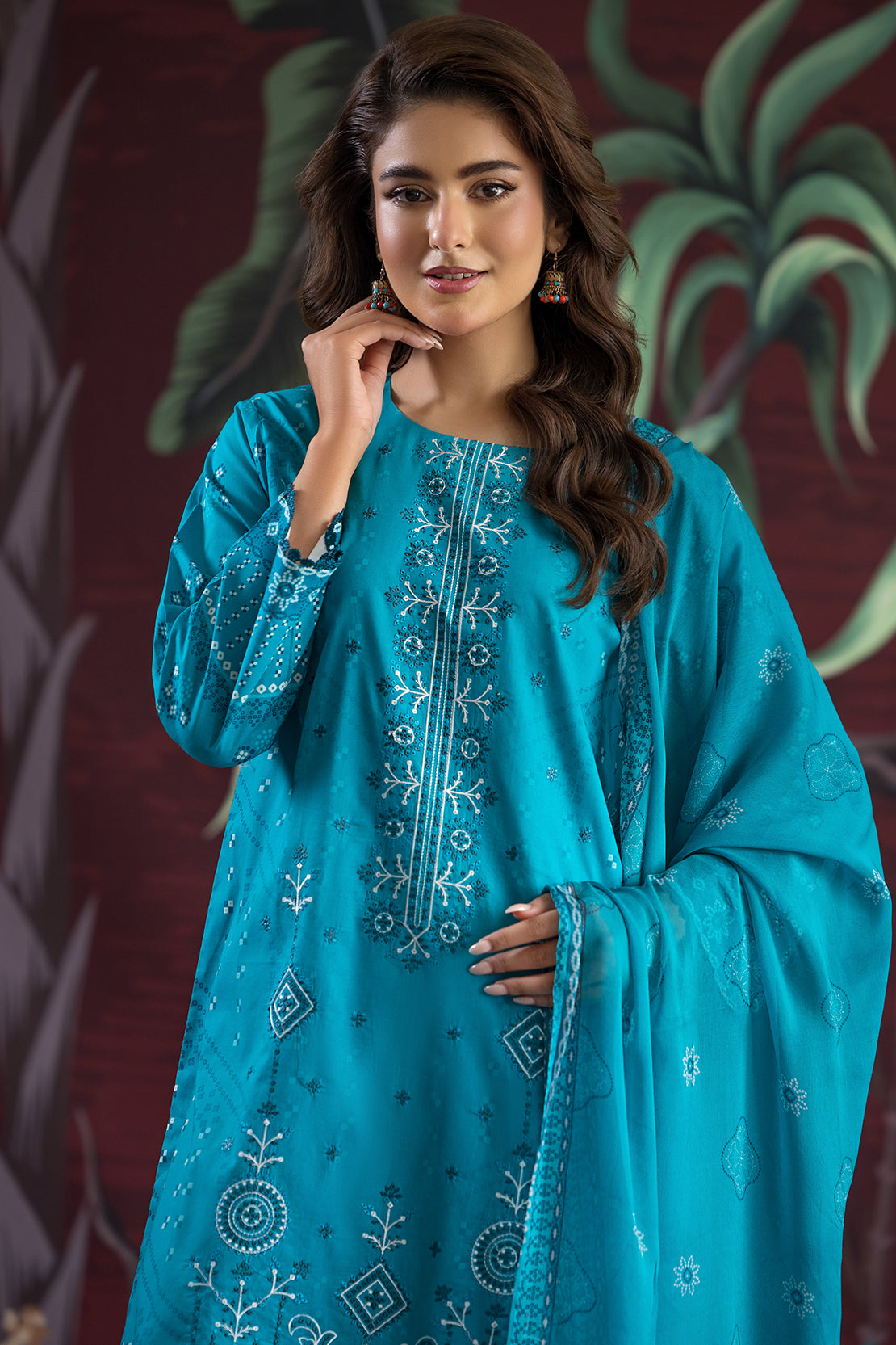 bemberg crinkle chiffon Unstitched in Blue