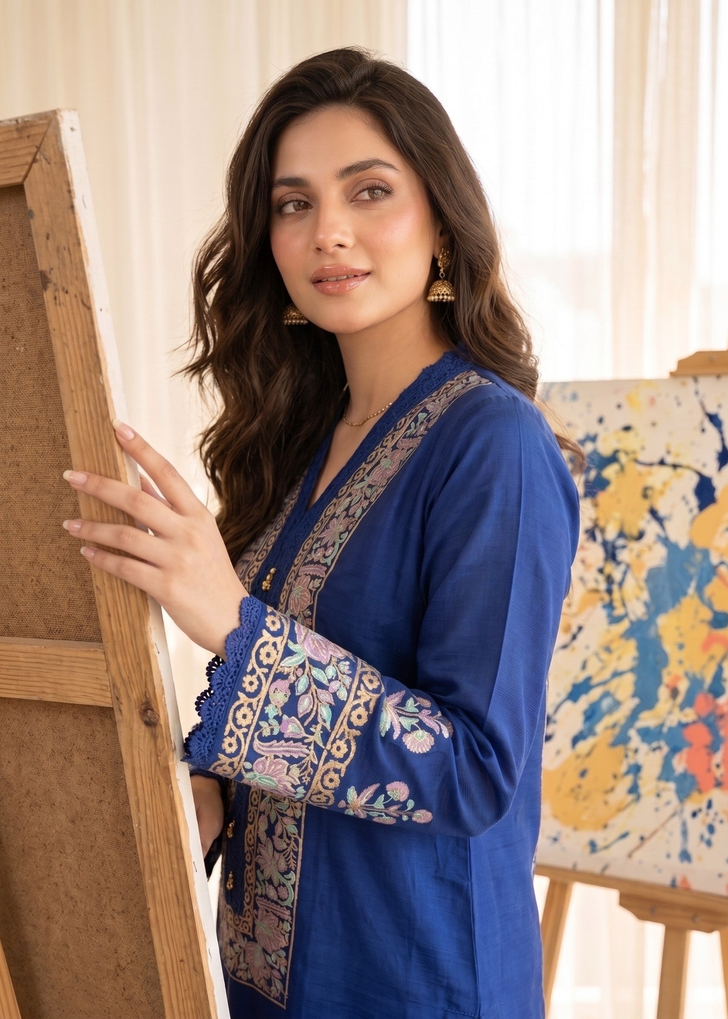 pk raw silk Kurta Set in Navy blue
