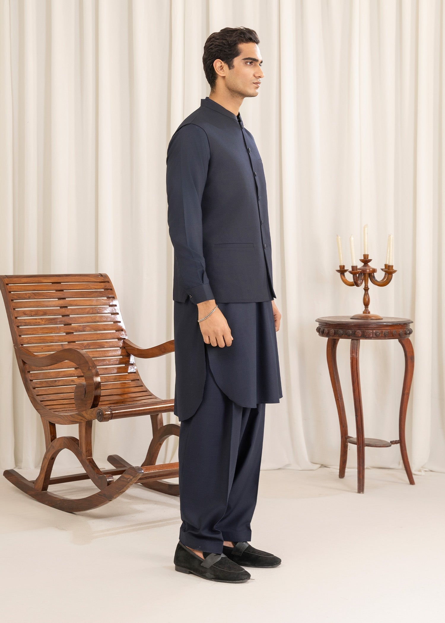 wash & wear Waistcoat in Navy blue by Buraq