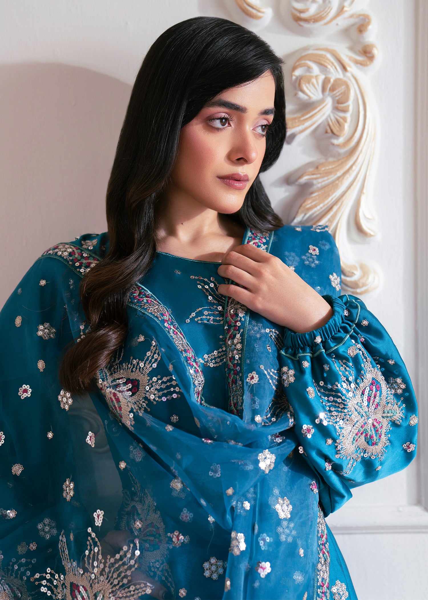 charmuse/shamooz Kurta Set in Steel blue