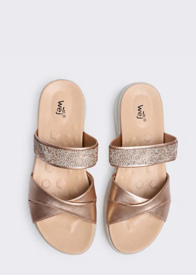 Slides in Peach pink by - High Quality Women Slides JEF8194