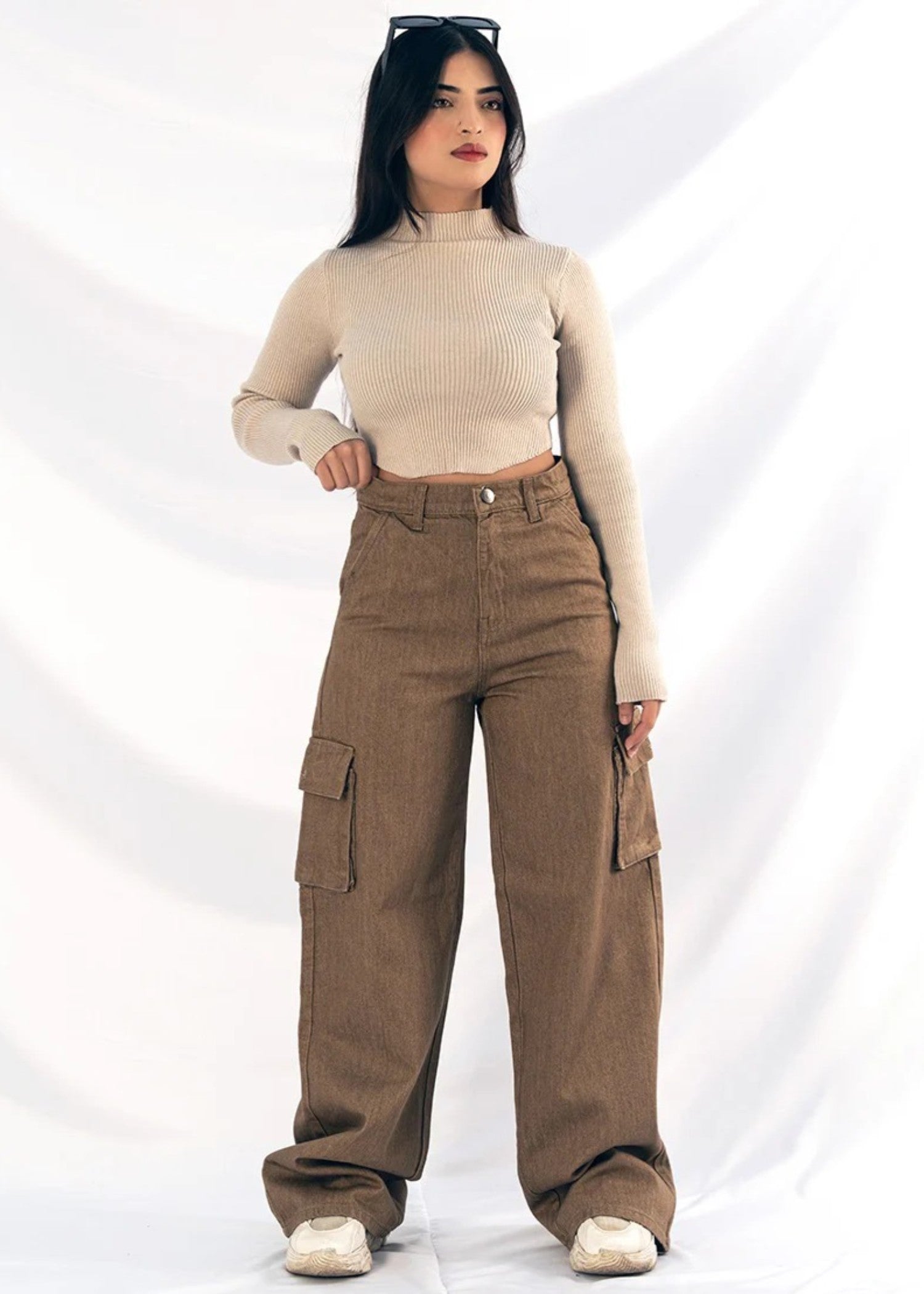 twill cambric Pants in Brown