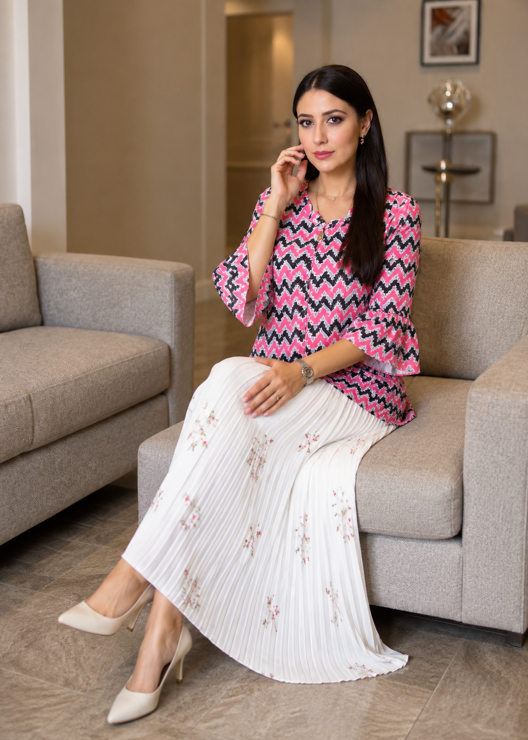 georgette Top in Bubblegum pink
