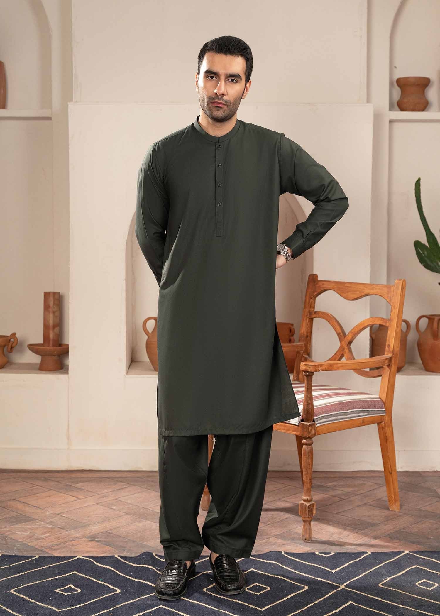 wash & wear Shalwar Kameez in Forest green