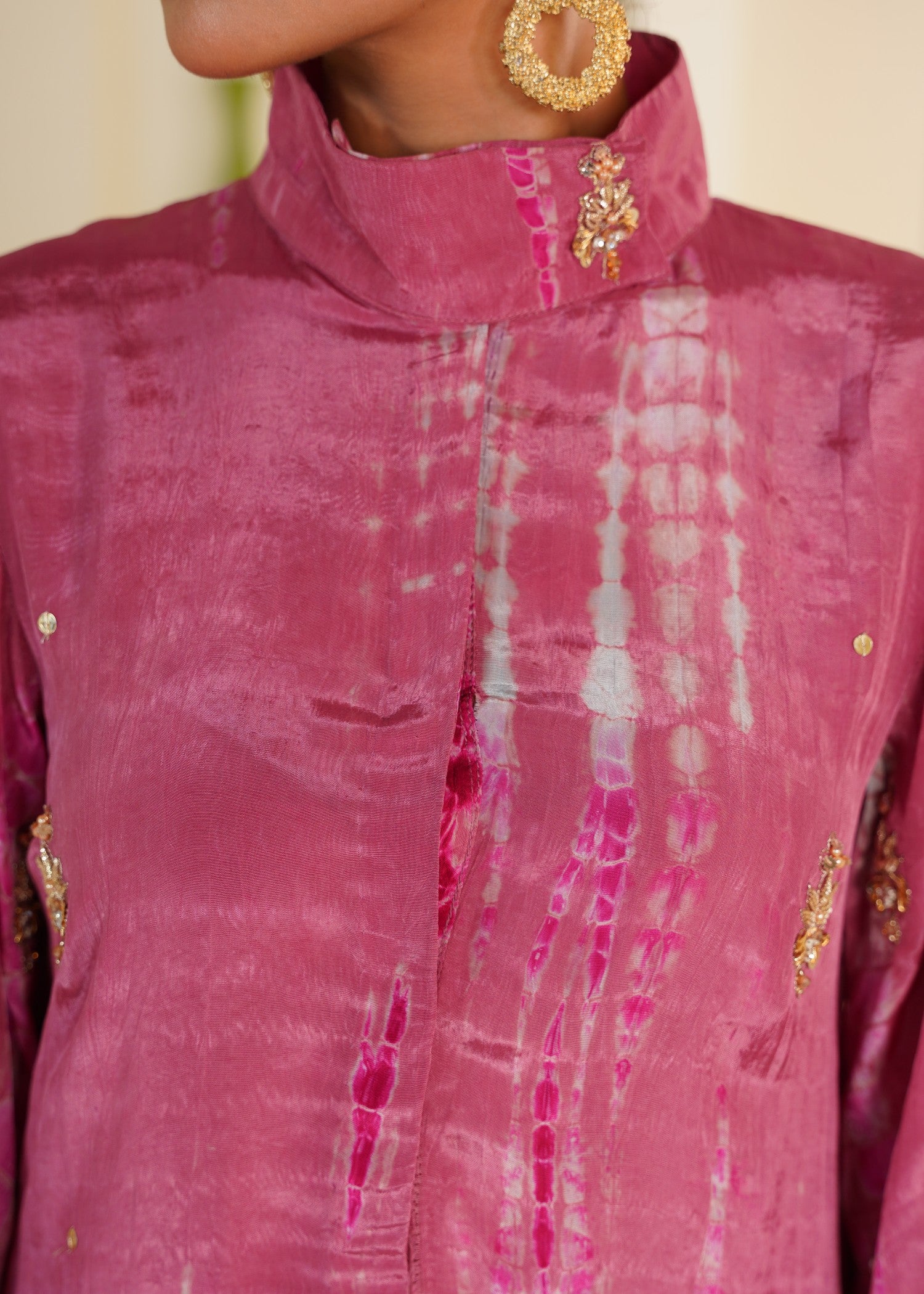 tussar silk Kurta Set in Tea rose pink, lusty gallant