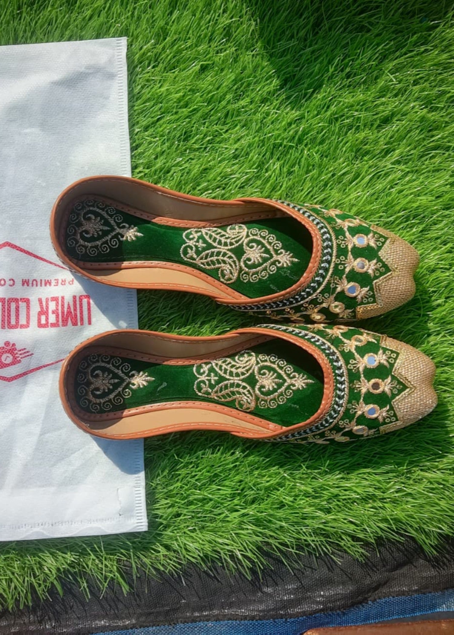 Khussa in Green by - High Quality Women Khussa ACH4429