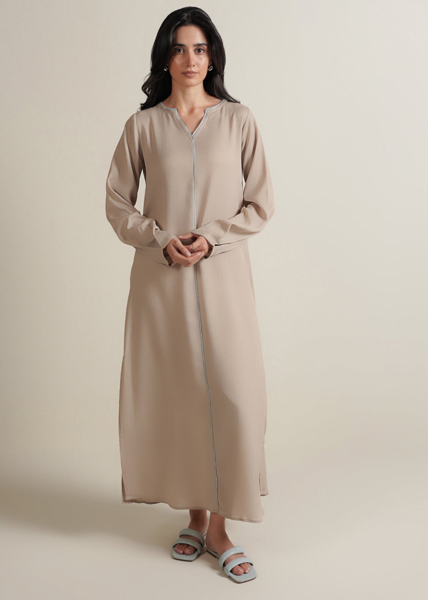 crinkle Kurti in Beige
