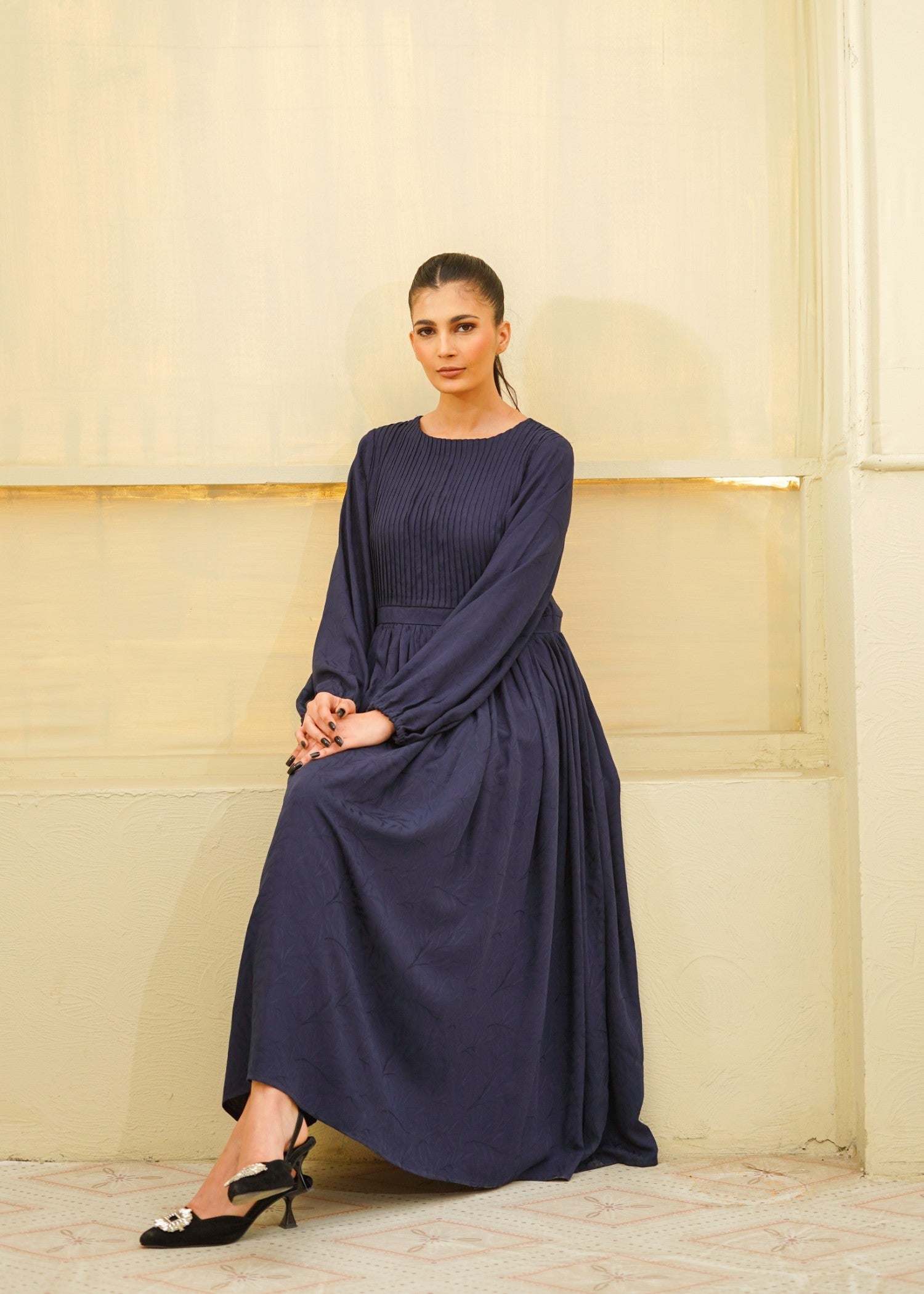 cotton viscose Maxi in Navy blue