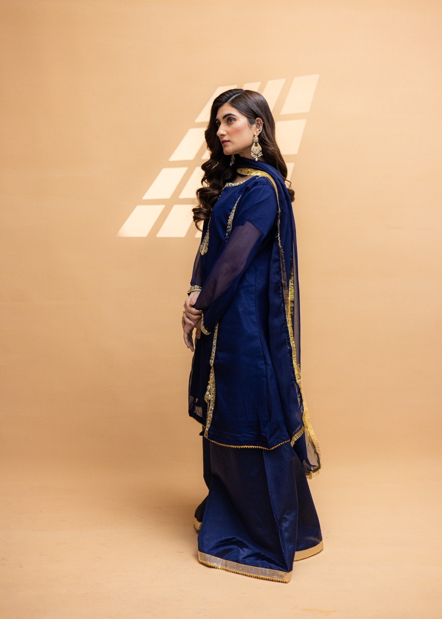 chiffon Short Frock in Navy blue