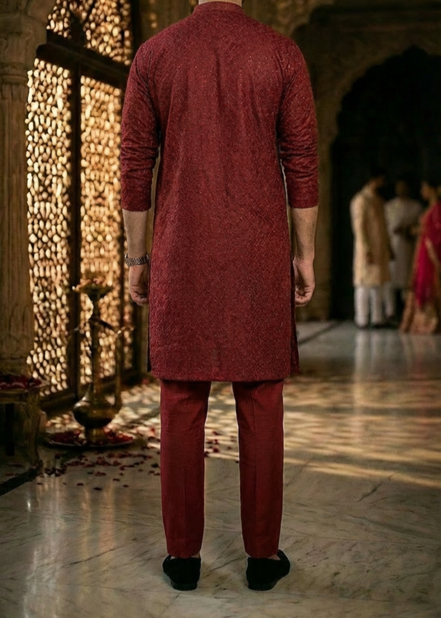 chikankari cotton Kurta Set in Maroon
