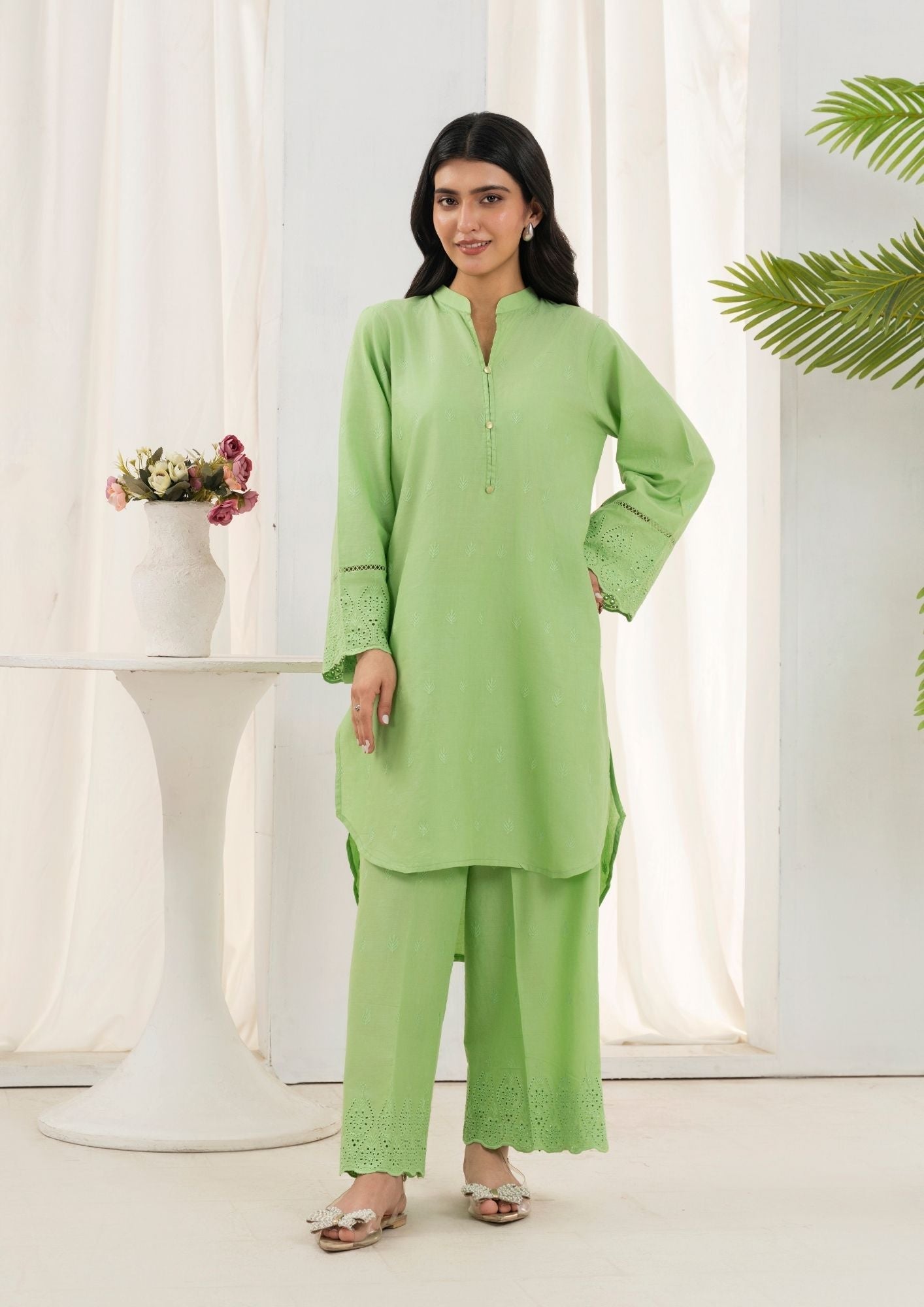 cotton Co Ord Sets in Pistachio green