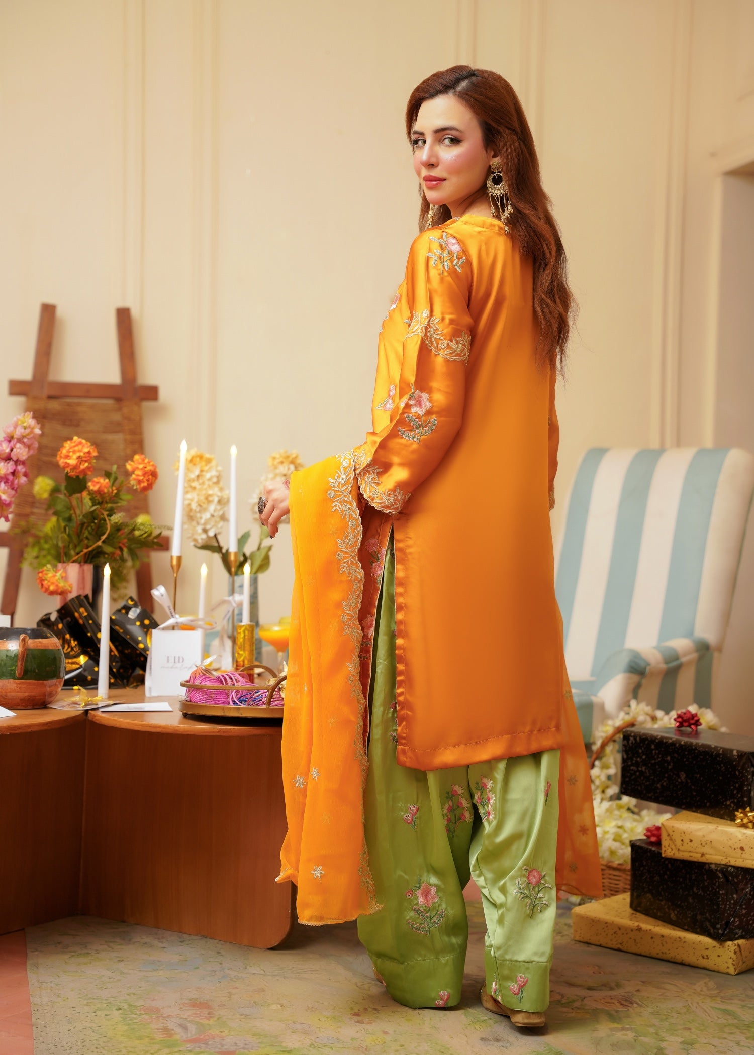 silk Kurta Set in Mustard