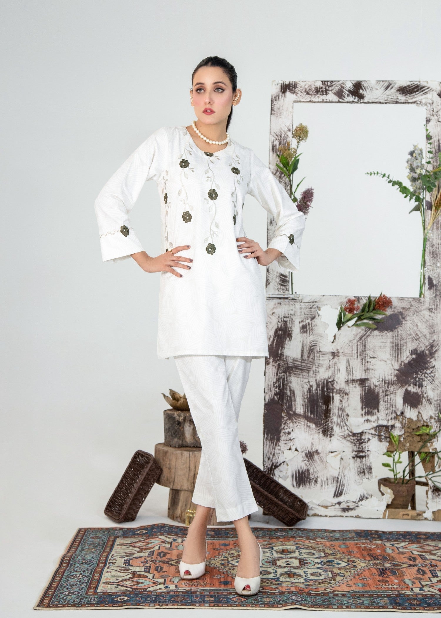 blended satin Co Ord Sets in Cream