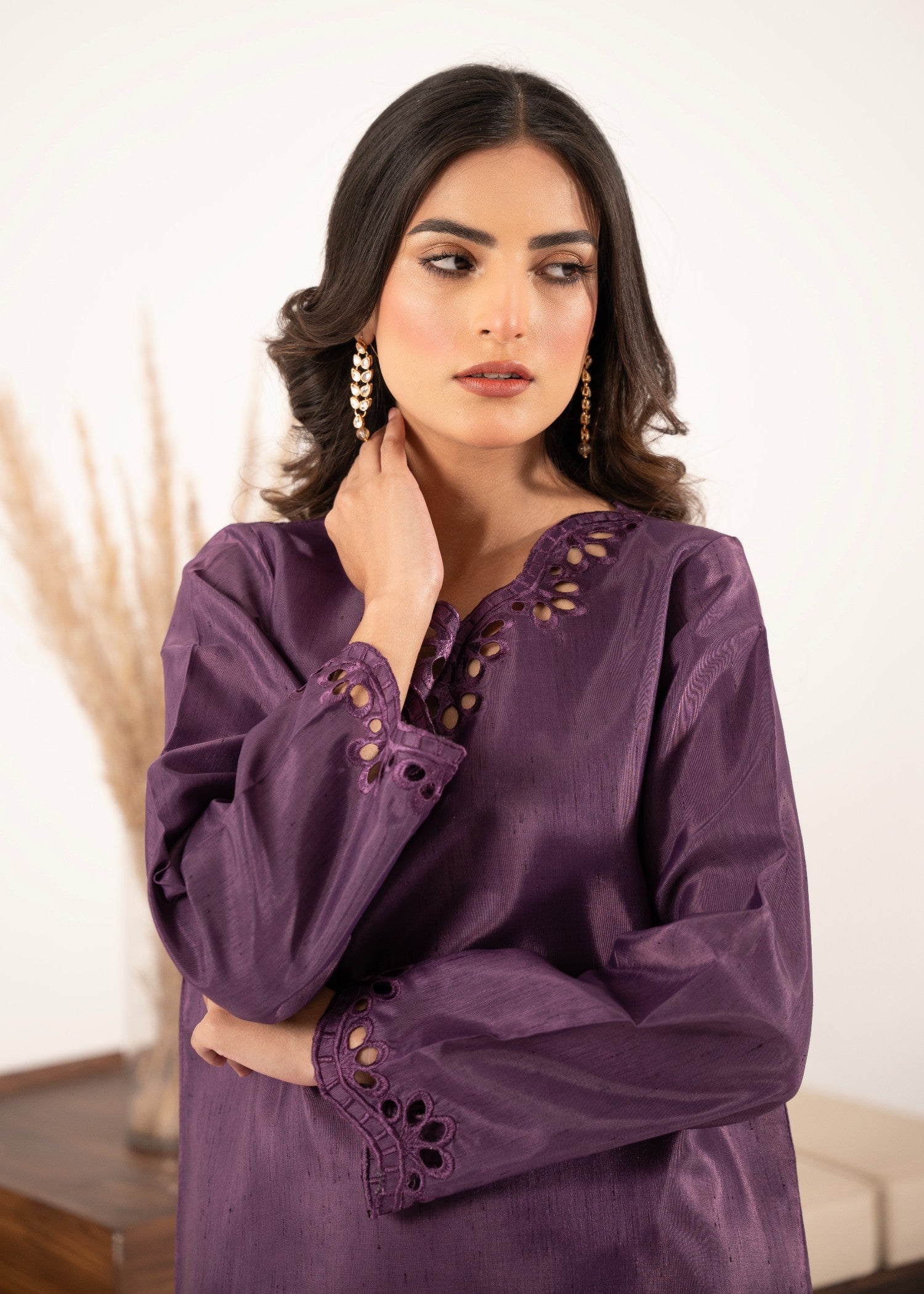 pk raw silk Kurta Set in Purple