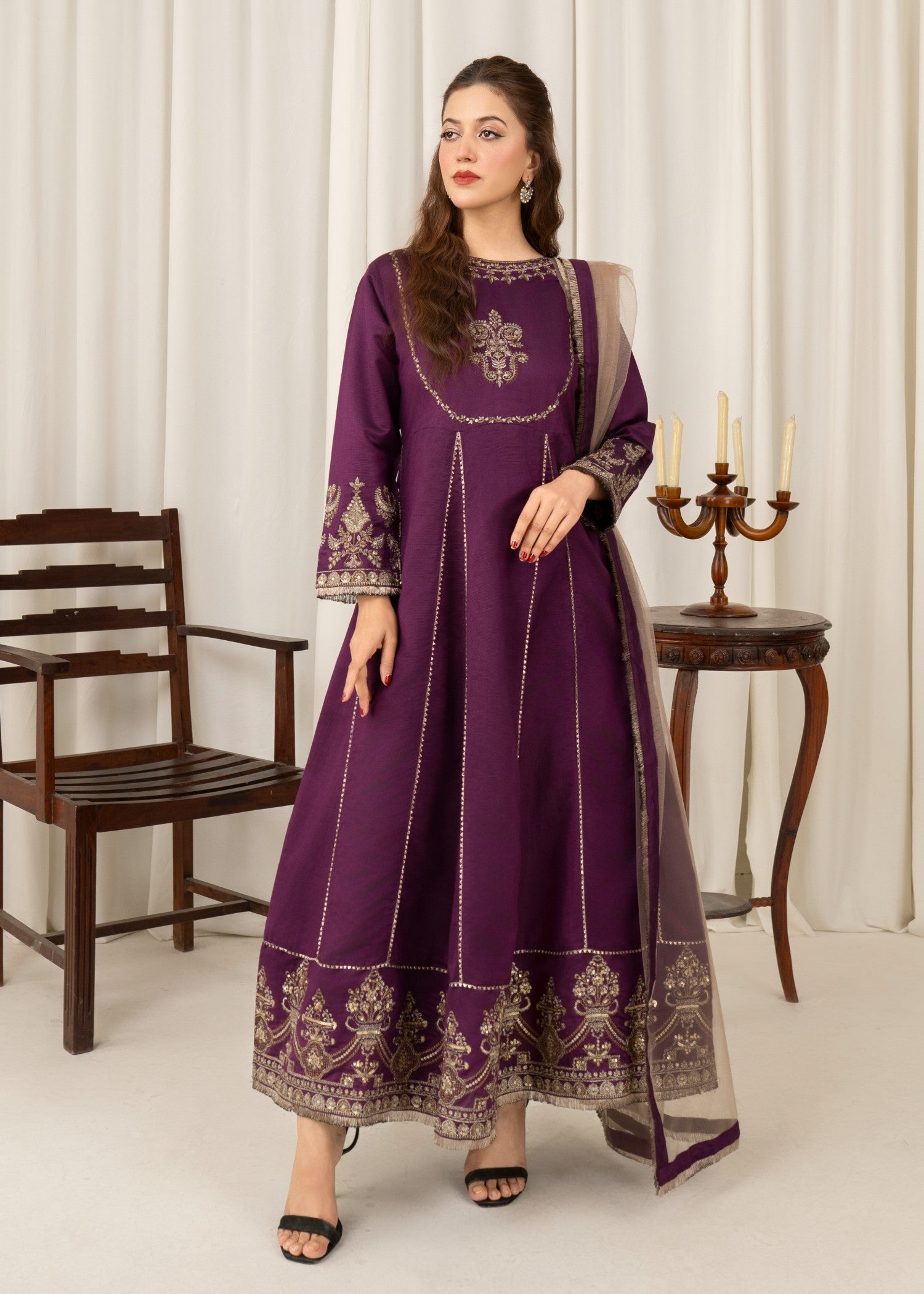 poly organza Maxi in Purple