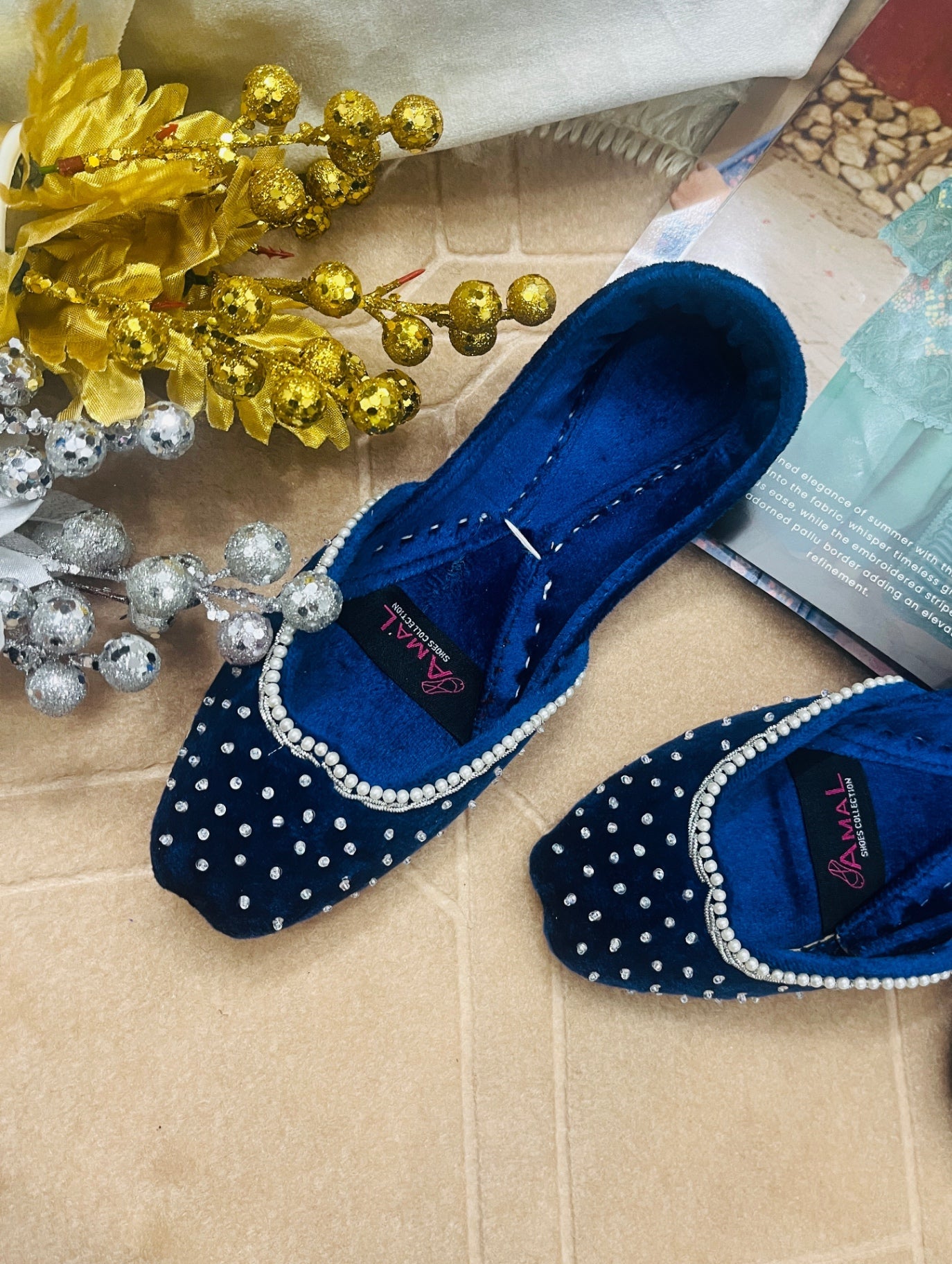 Khussa in Royal blue by - High Quality Women Khussa TLK5515