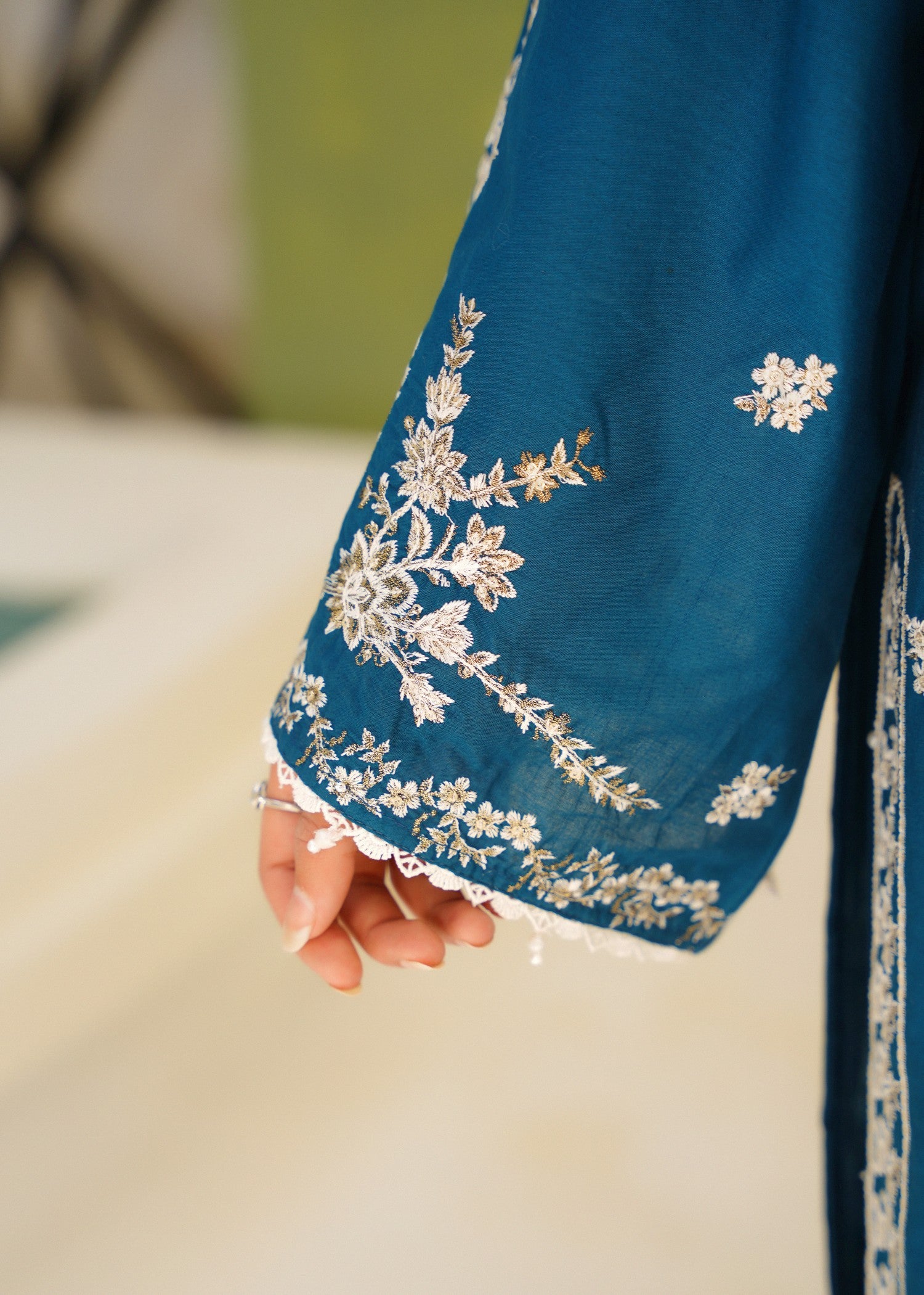 lawn cotton Kurta Set in Dark blue