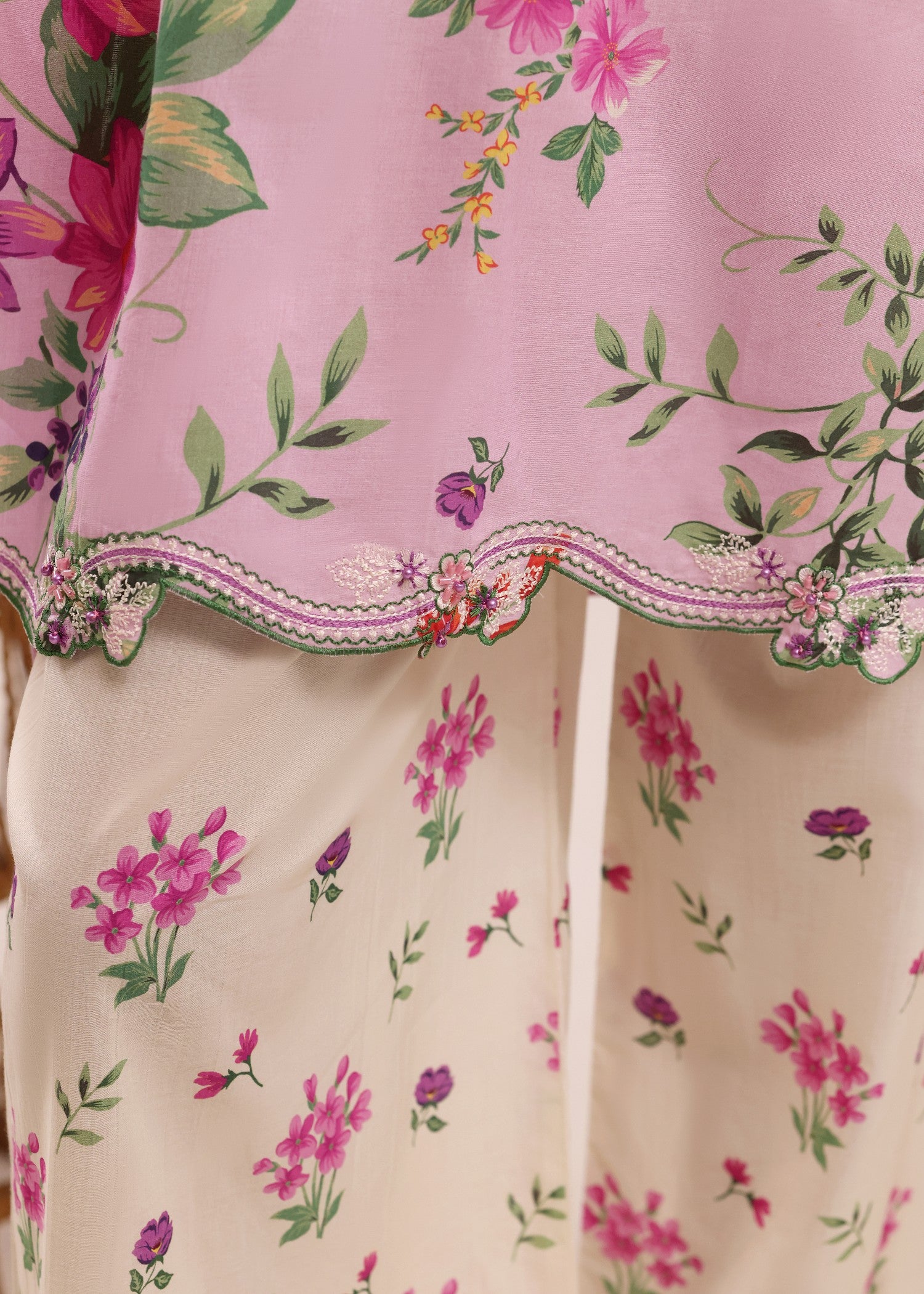 lawn Kurta Set in Lavender pink