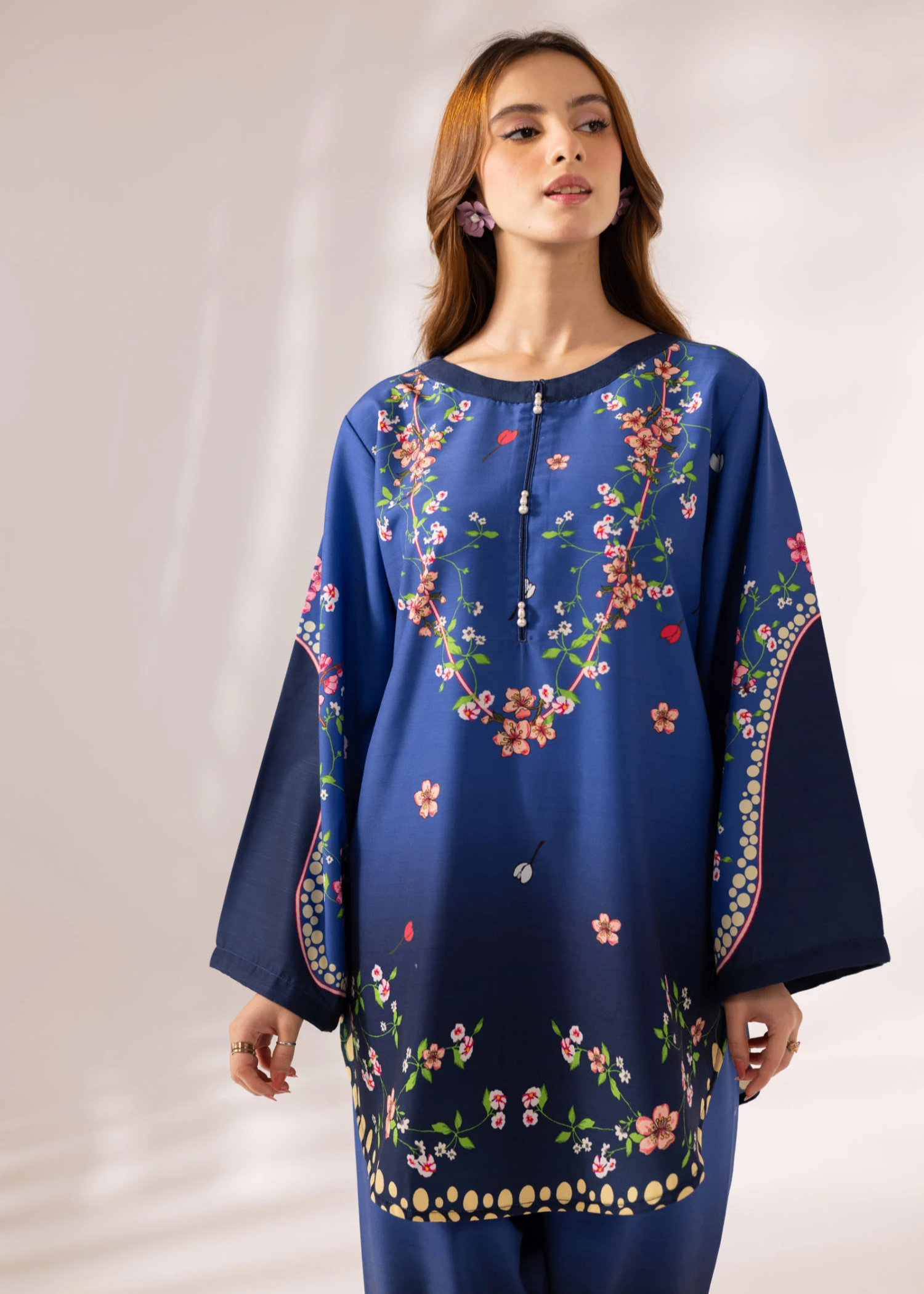 blended khaddar Kurta Set in Navy blue, midnight blue
