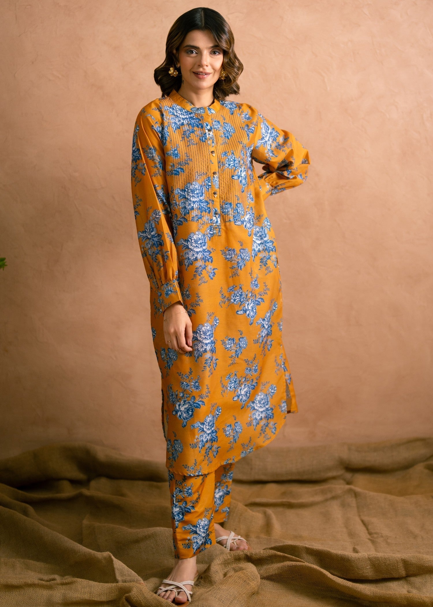 poly viscose Co Ord Sets in Mustard