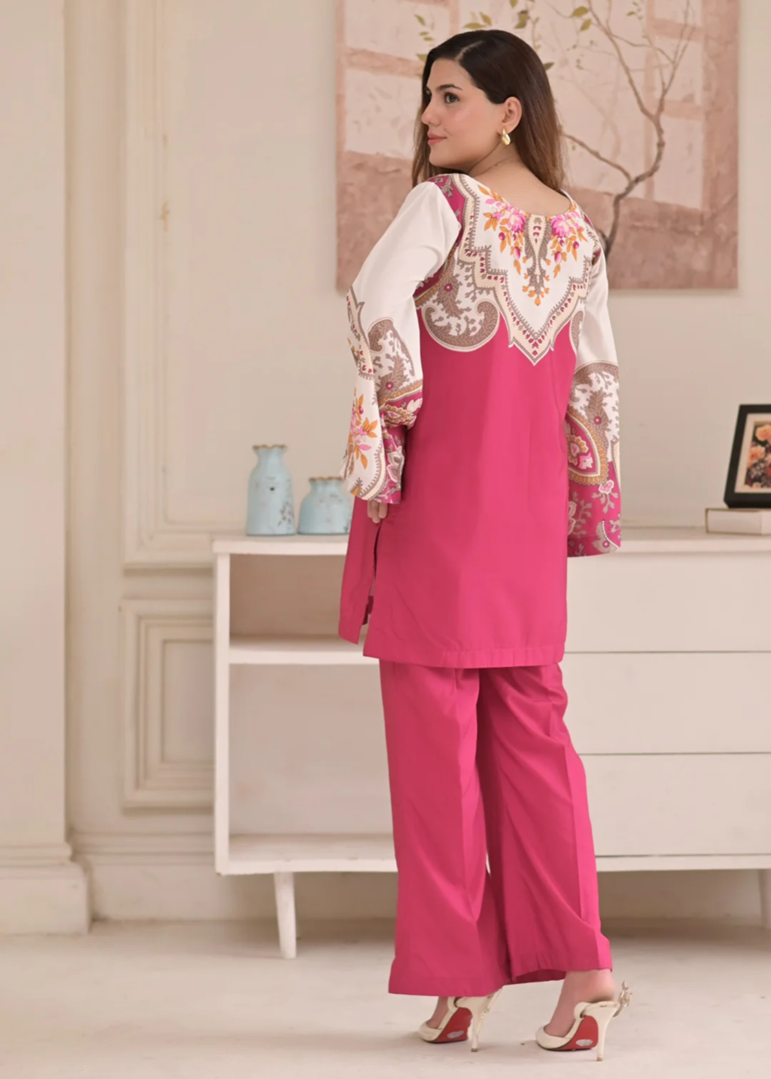 crepe Co ord Sets in Fuchsia