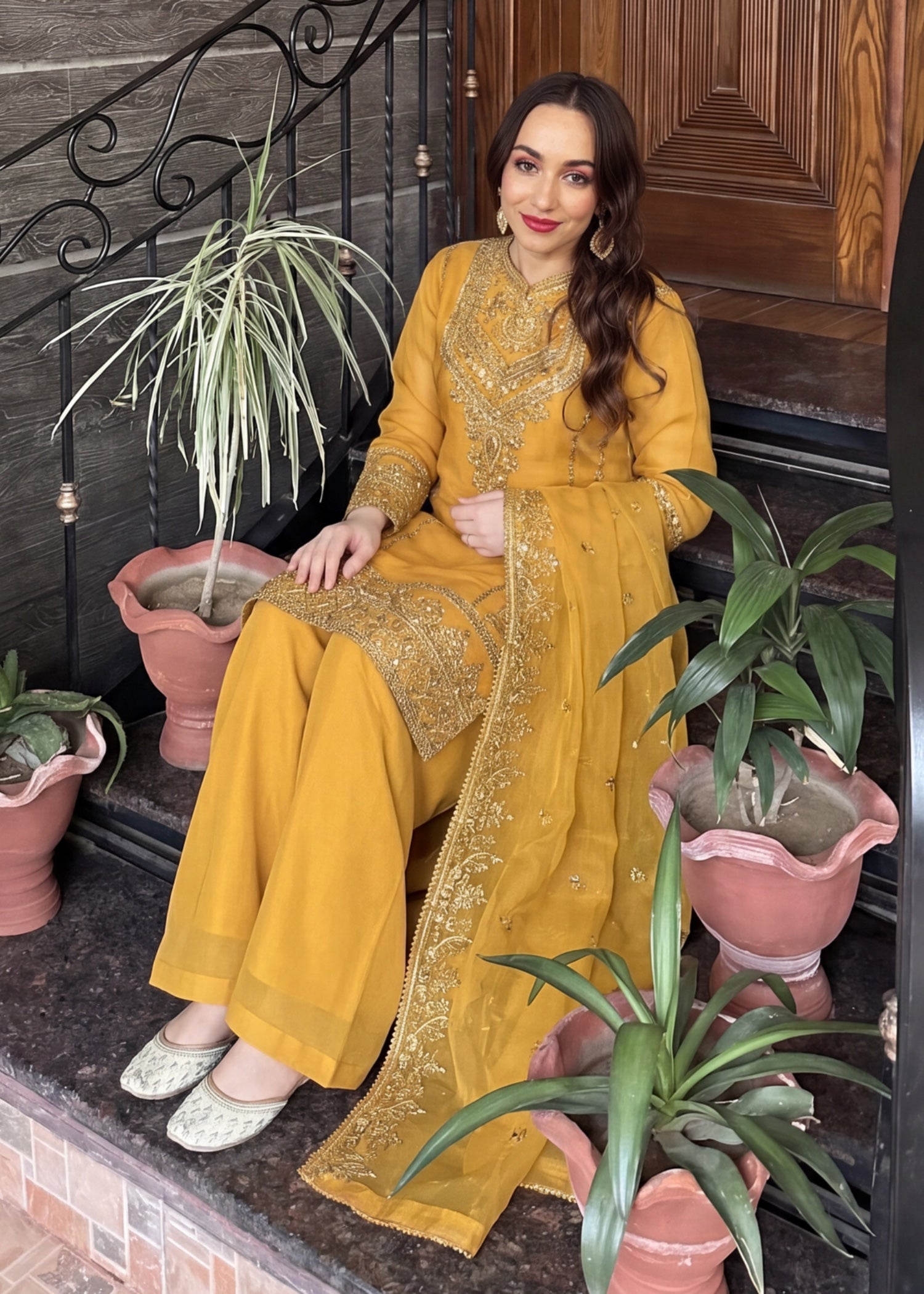 chiffon Sharara in Mustard