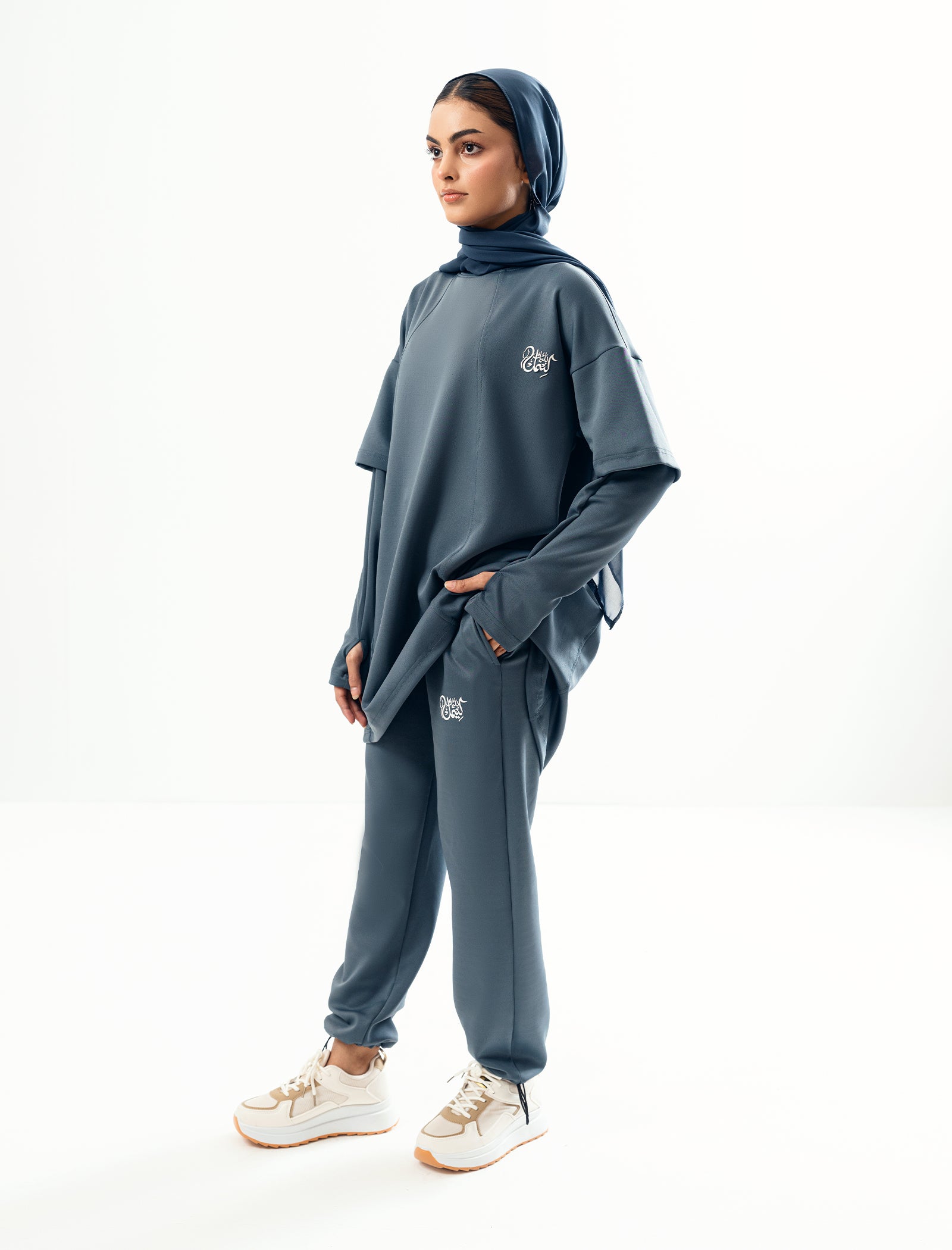 polyester Tracksuit in Steal grey