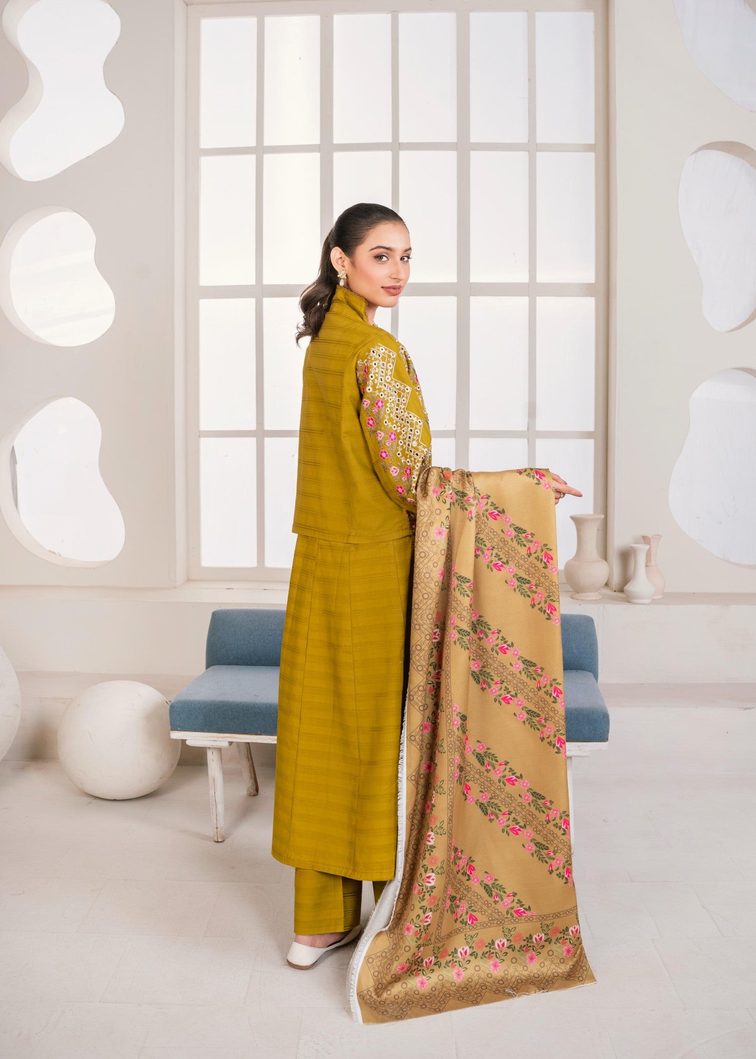 cotton Pishwas in Herb green