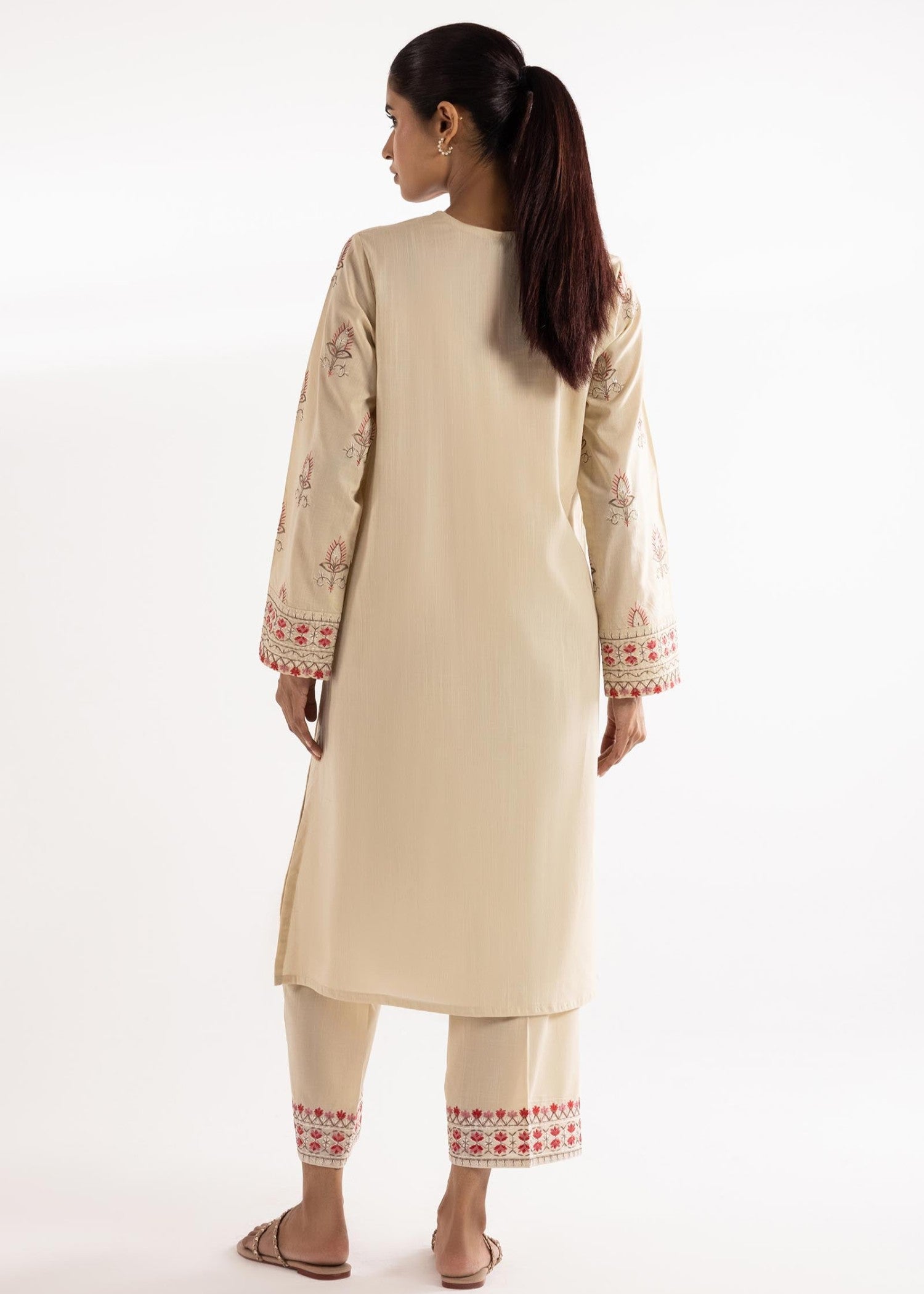 lawn Kurta Set in Beige