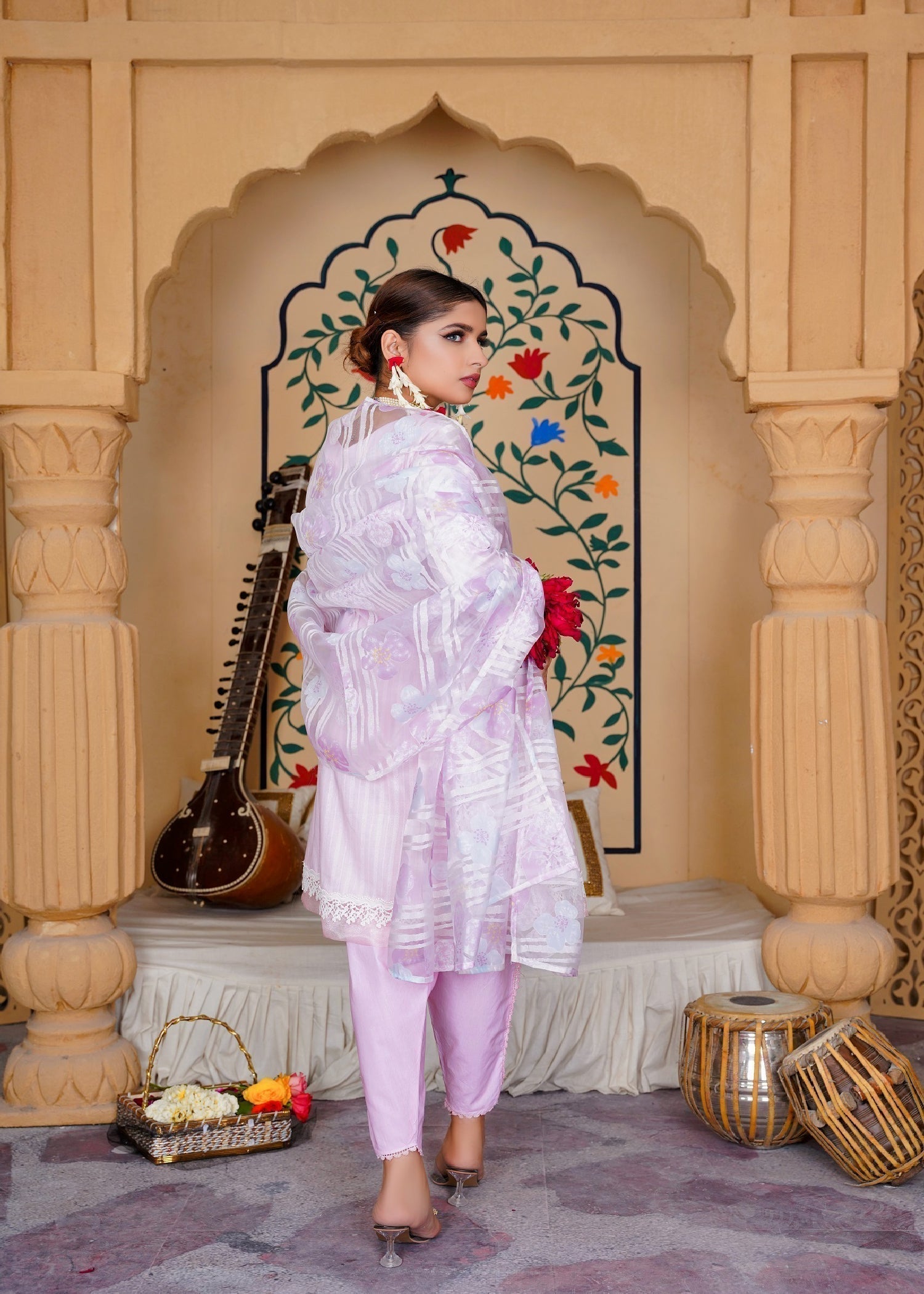 lawn Short Frock in Baby pink