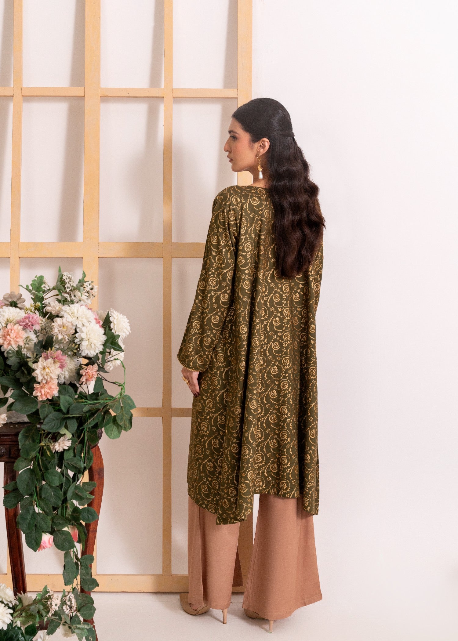 linen Gown in Army green